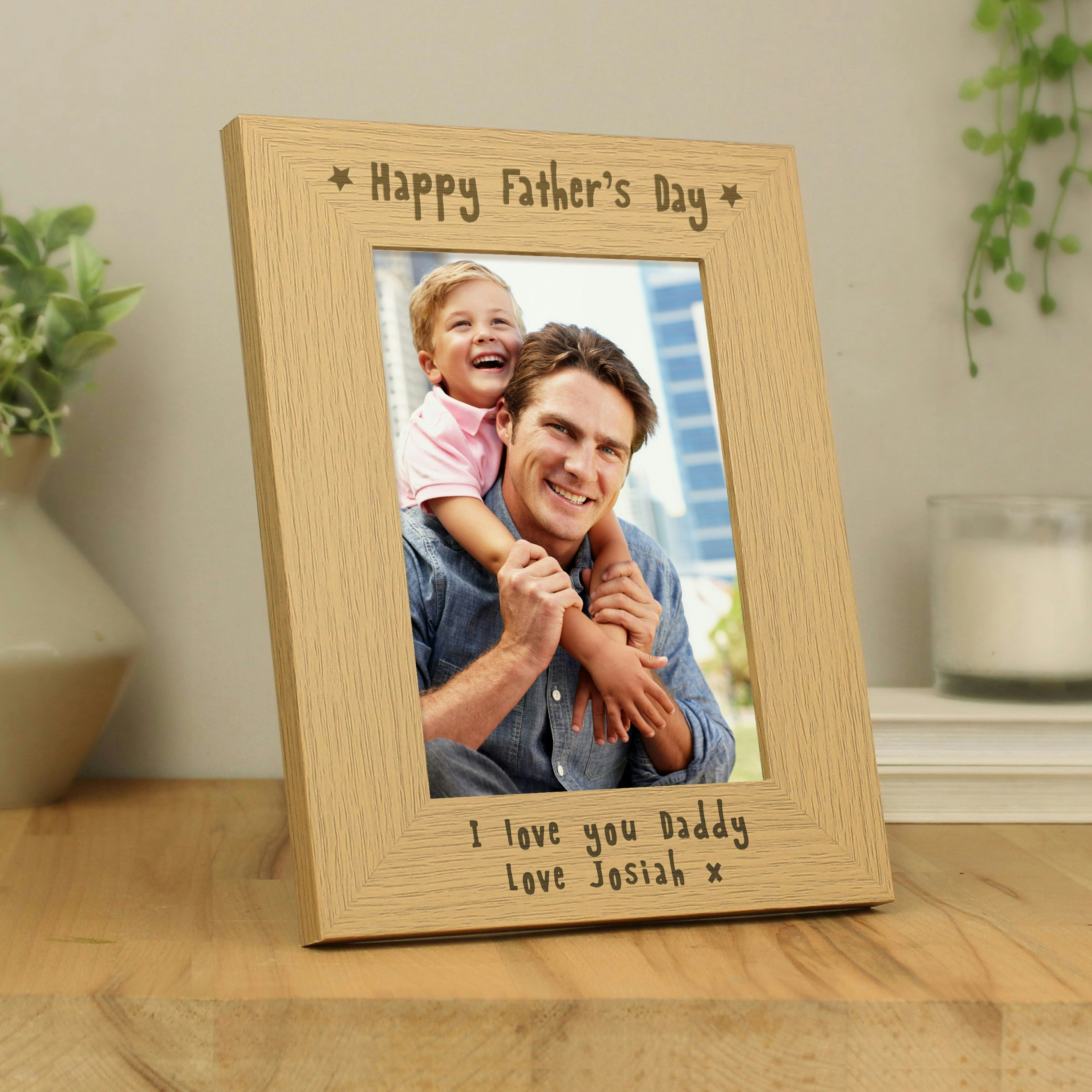 Personalised Memento Company Personalised Happy Father's Day 5X7 Oak Finish Photo Frame