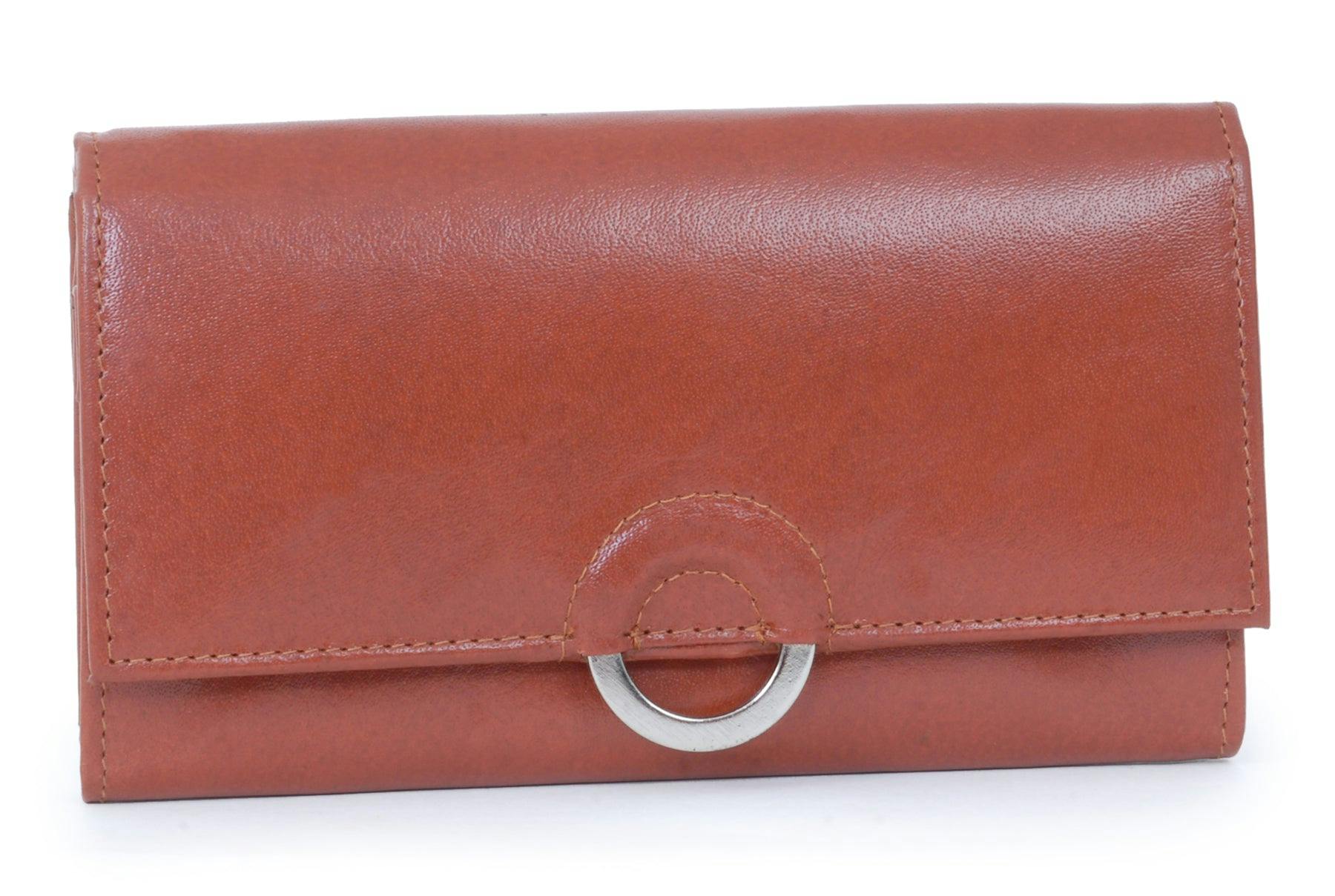 Catwalk Collection Handbags Grain/Silver Odette - Purse - Tan