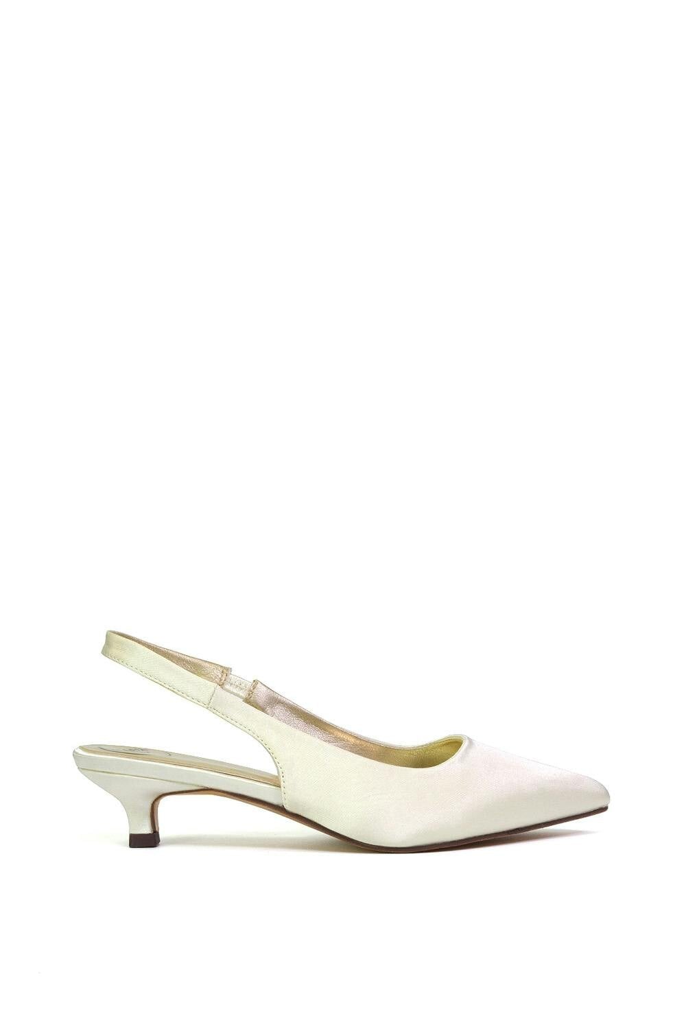 Xy London Women's Ivory Pointed Toe Sling Back Kitten Heel Sandals - 5