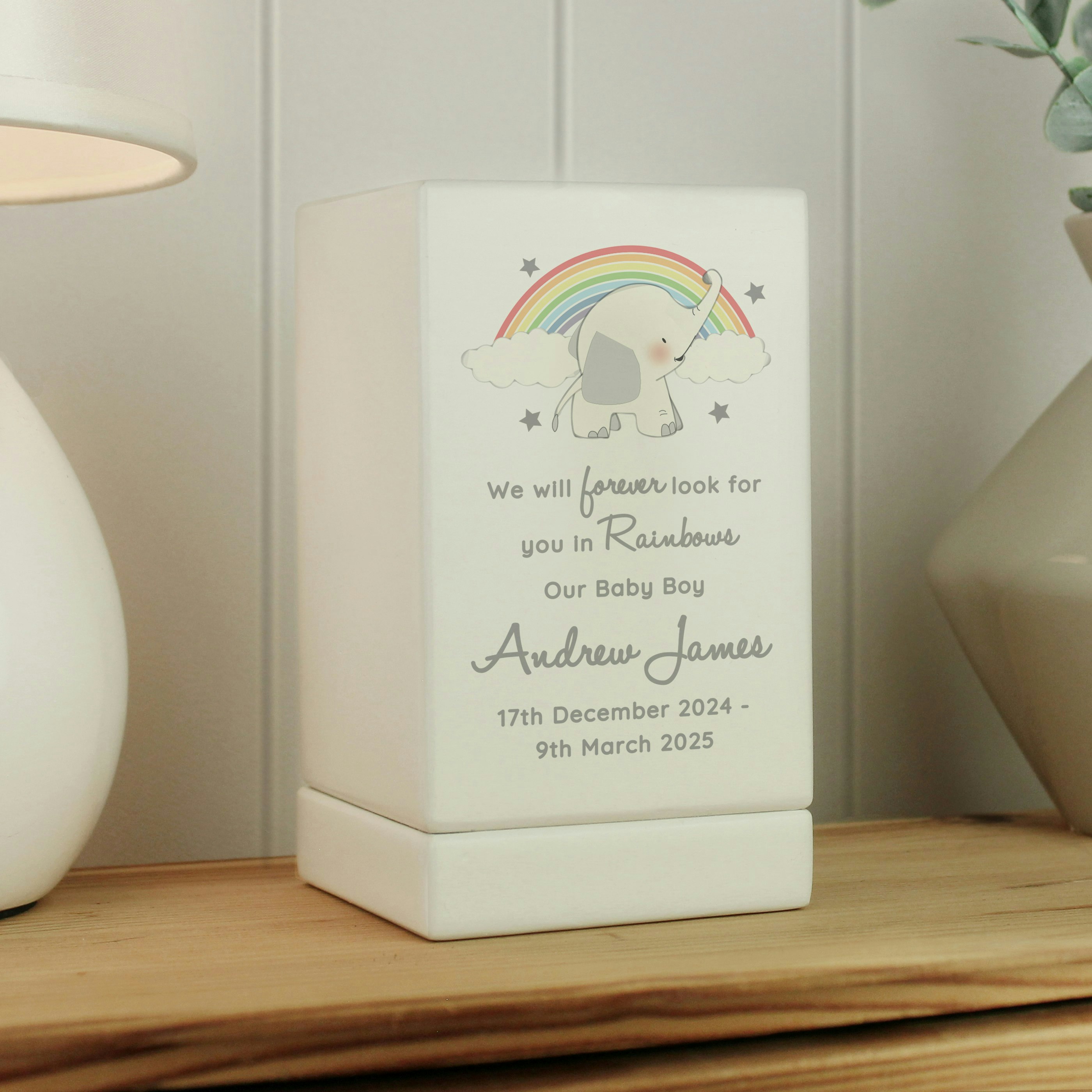 Rackhams Personalised Childs Memorial Small Wooden Urn