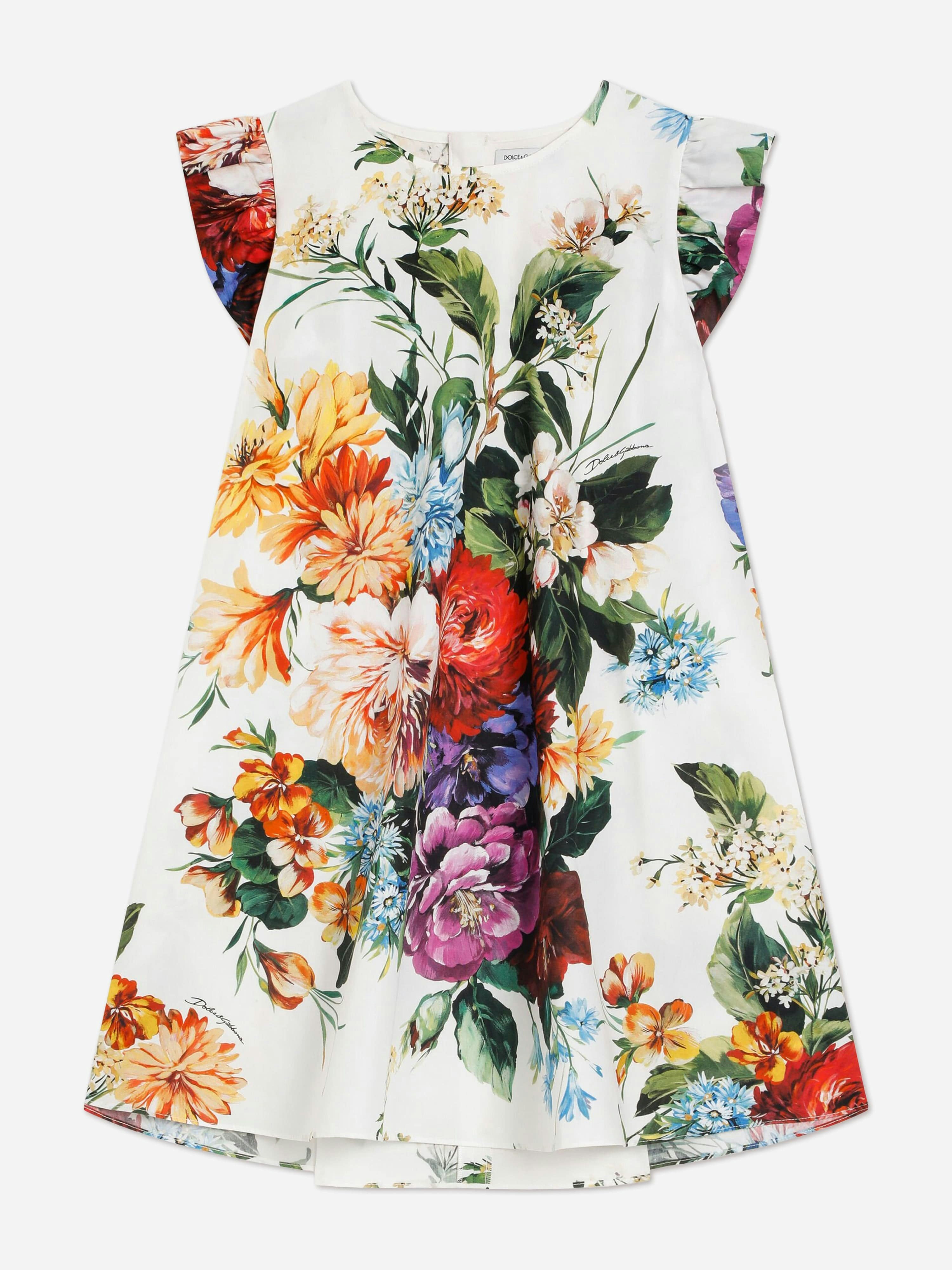 Dolce & Gabbana Kids Girls Dolce & Gabbana Cottom Floral Dress In Multicolour - Multicoloured - 12 Yrs