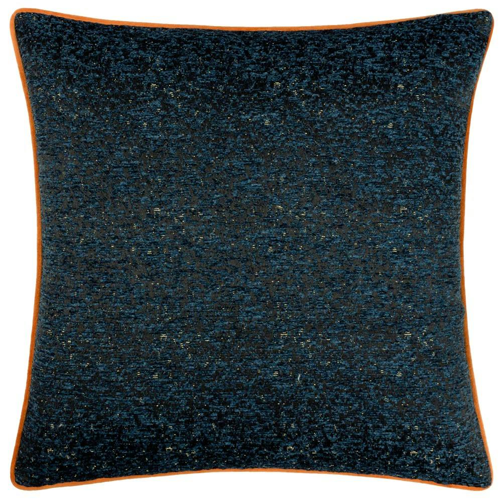 Paoletti Chenille Piped Cushion Cover - Navy - 50Cm X 50Cm - Navy - 100% Polyester