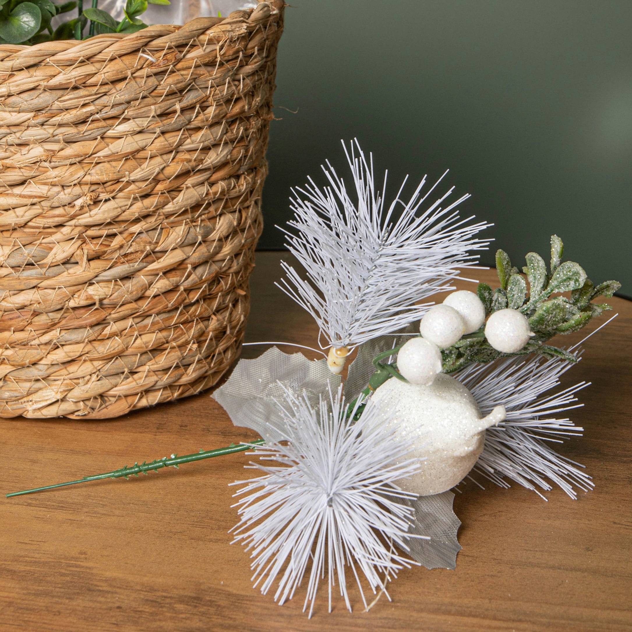 Rackhams White Set Of 6 19Cm Christmas Pick Decoration With Apple And Pear