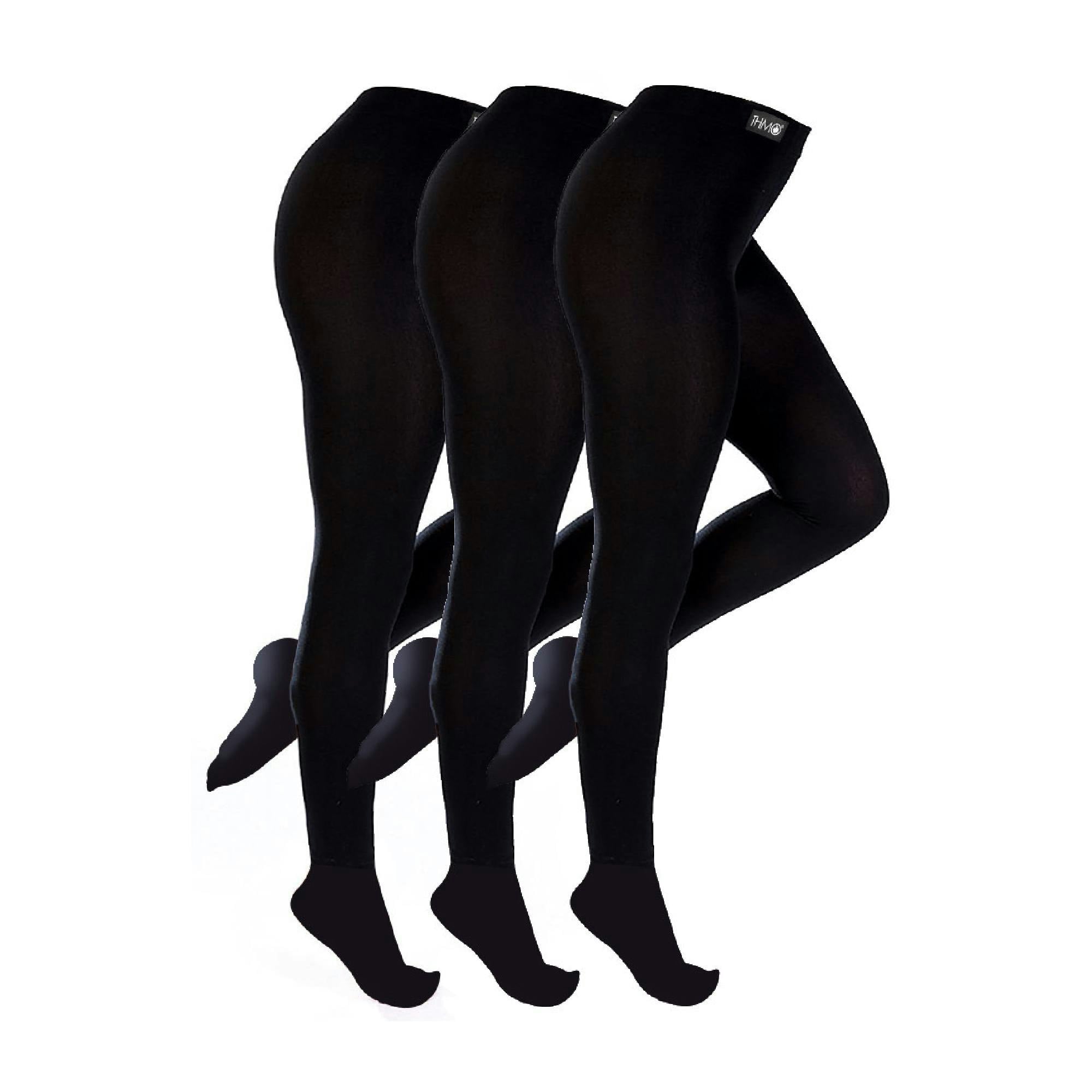 Thmo Women's Black 3 Pack Fleece Lined Thermal Tights - Small