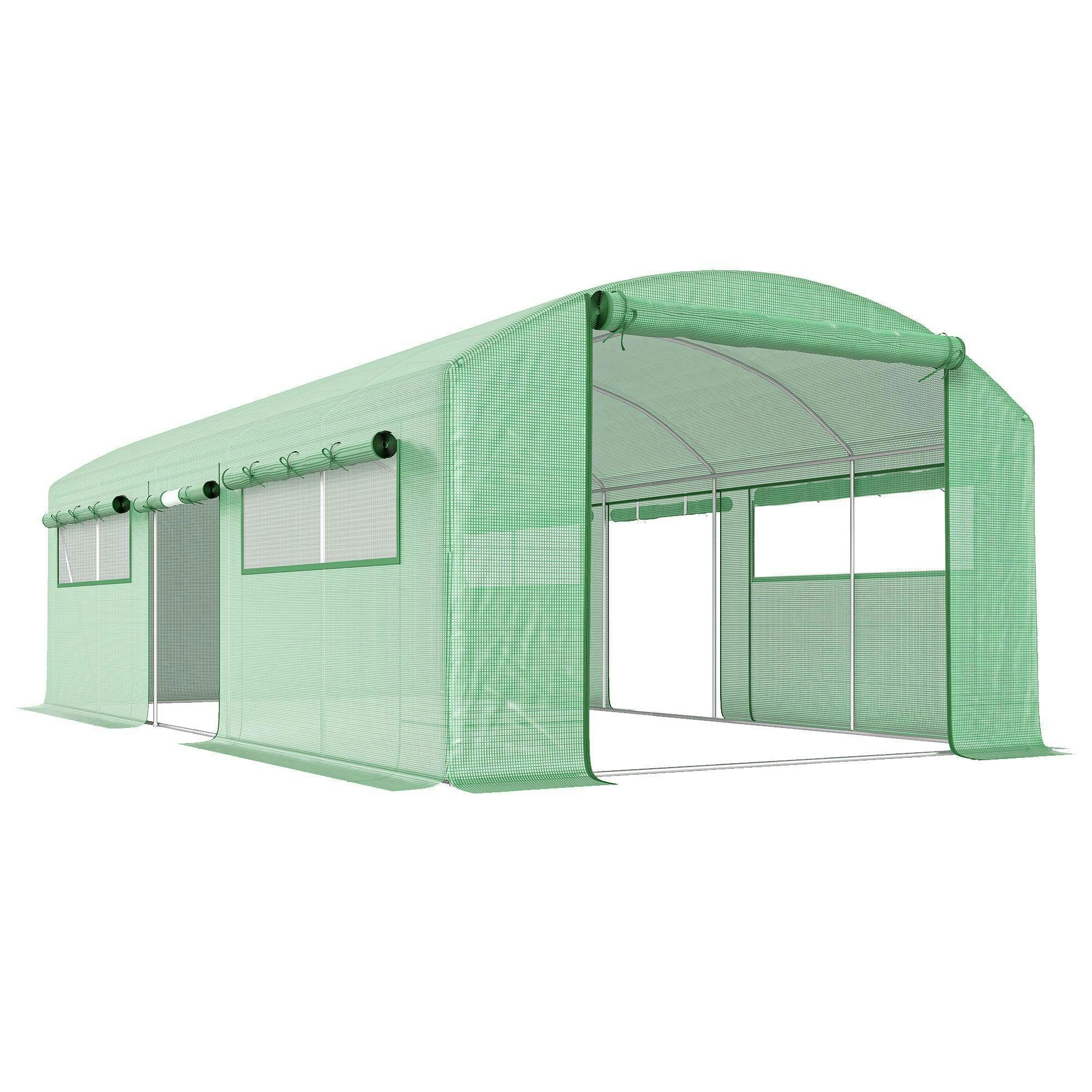 Outsunny Unisex Green Polytunnel House With 3 Roll-Up Doors, 6 X 3 X 2M, | : Large - Image 6