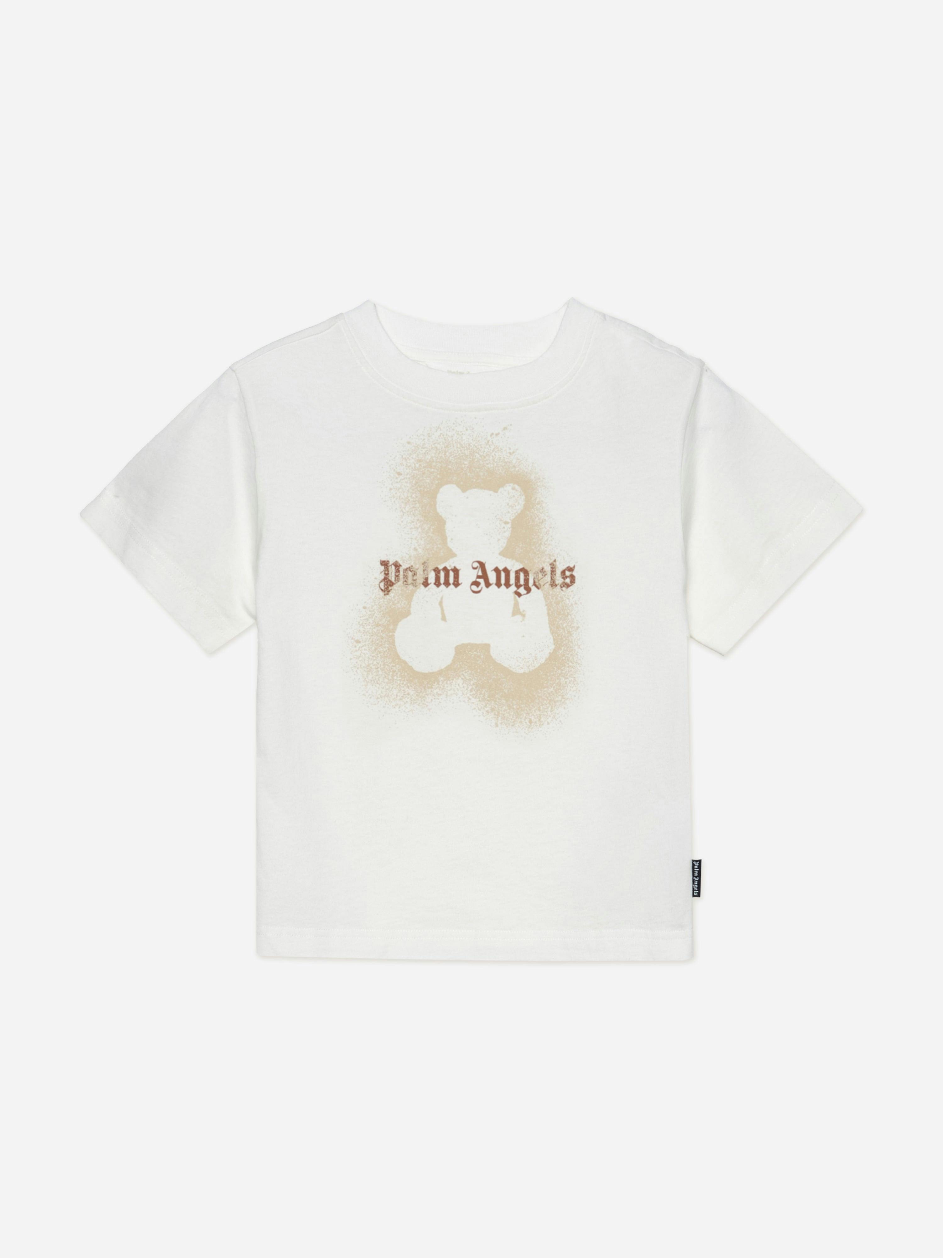 Palm Angels Girls Ivory Spray Bear Regular T-Shirt In - 6 Yrs