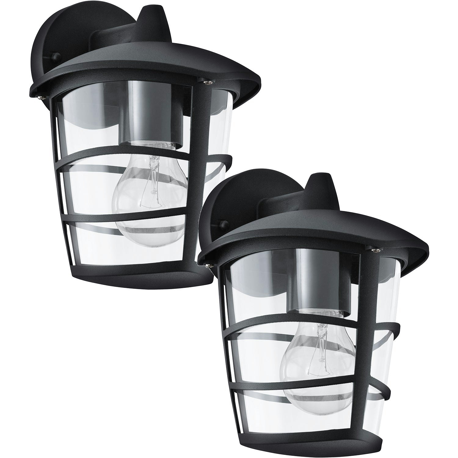 Rackhams Light/Black Pack Ip44 Outdoor Wall Modern Lantern 1X 60W E27 Porch Lamp Size 2