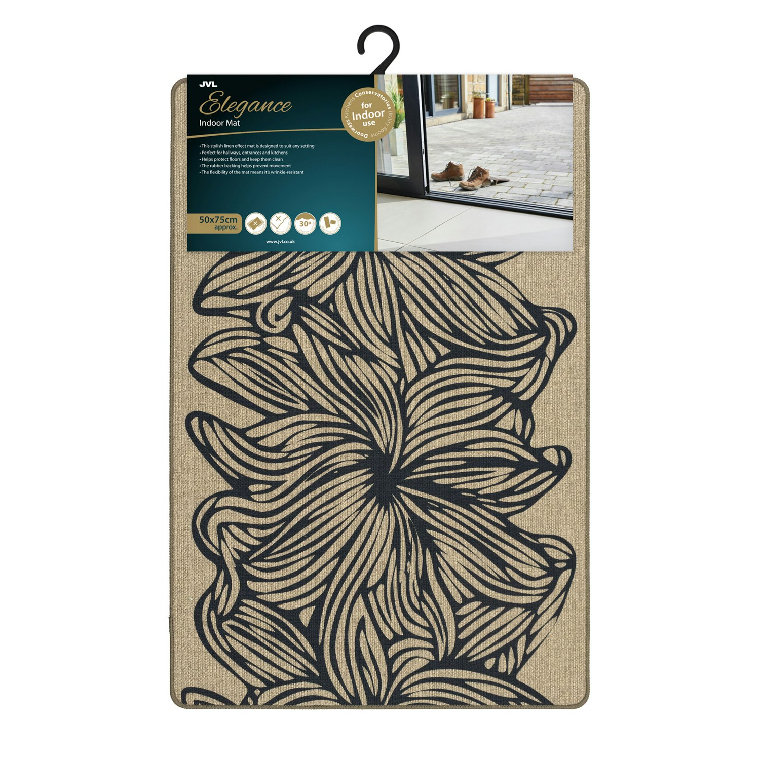 Rackhams Elegance Machine Washable Entrance Doormat, 50X75cm - Flowers