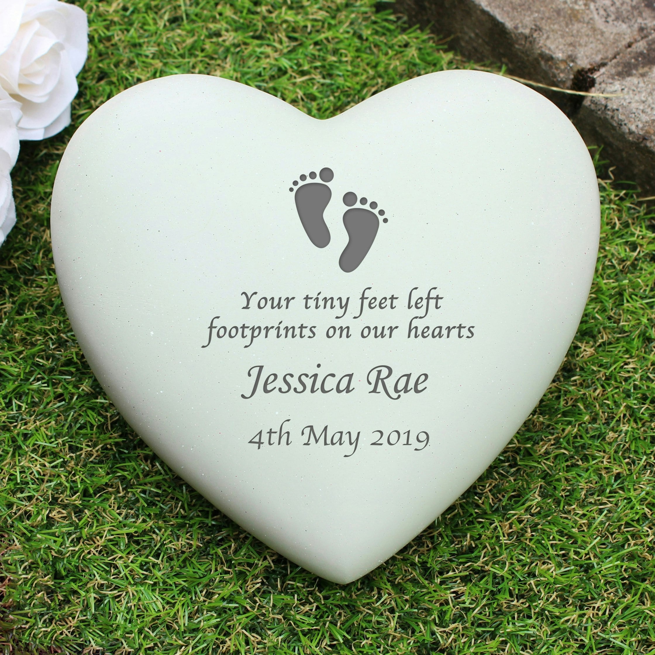 Rackhams Personalised Footprints Heart Memorial