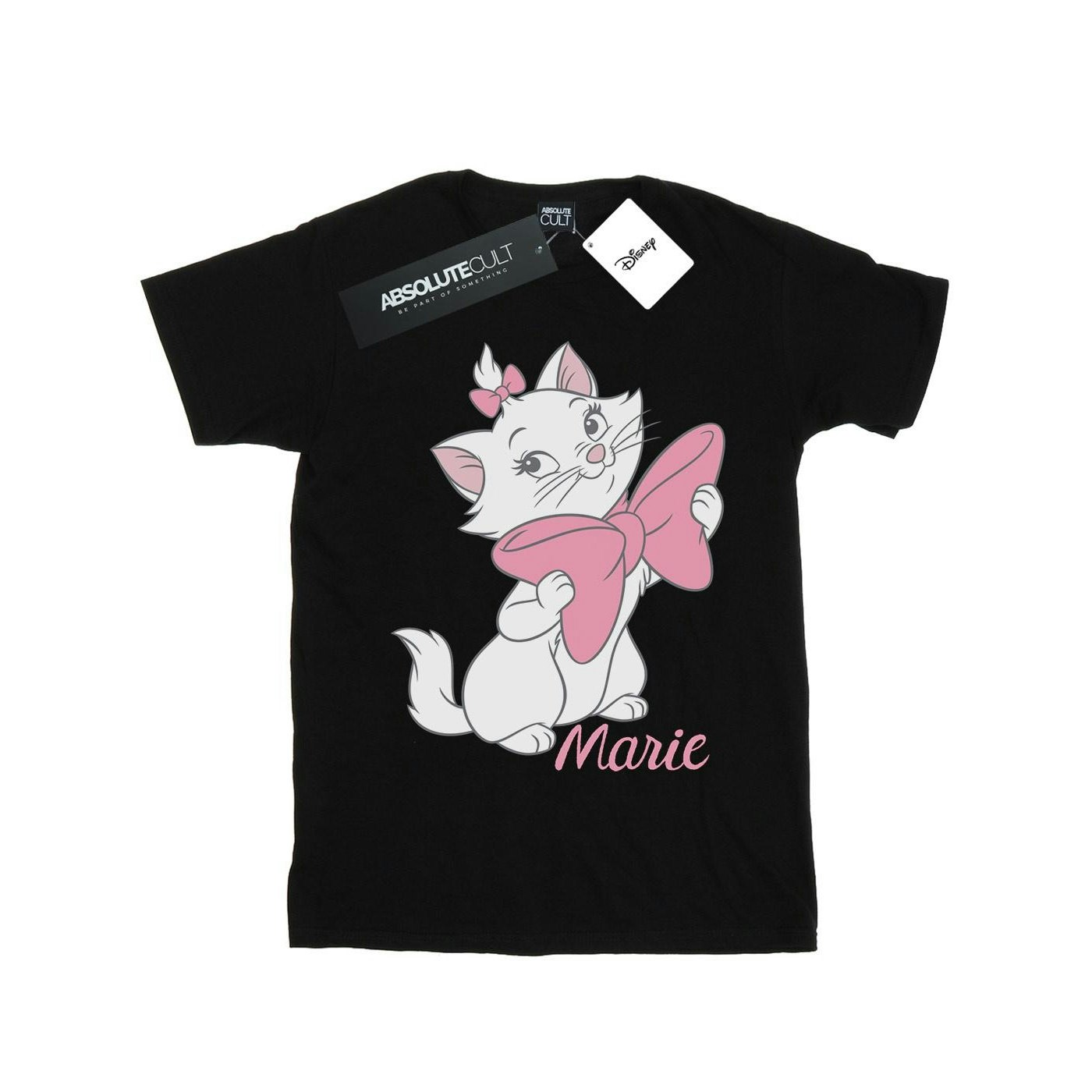 Disney Women's Black Aristocats Marie Bow Cotton Boyfriend T-Shirt - Extra Large