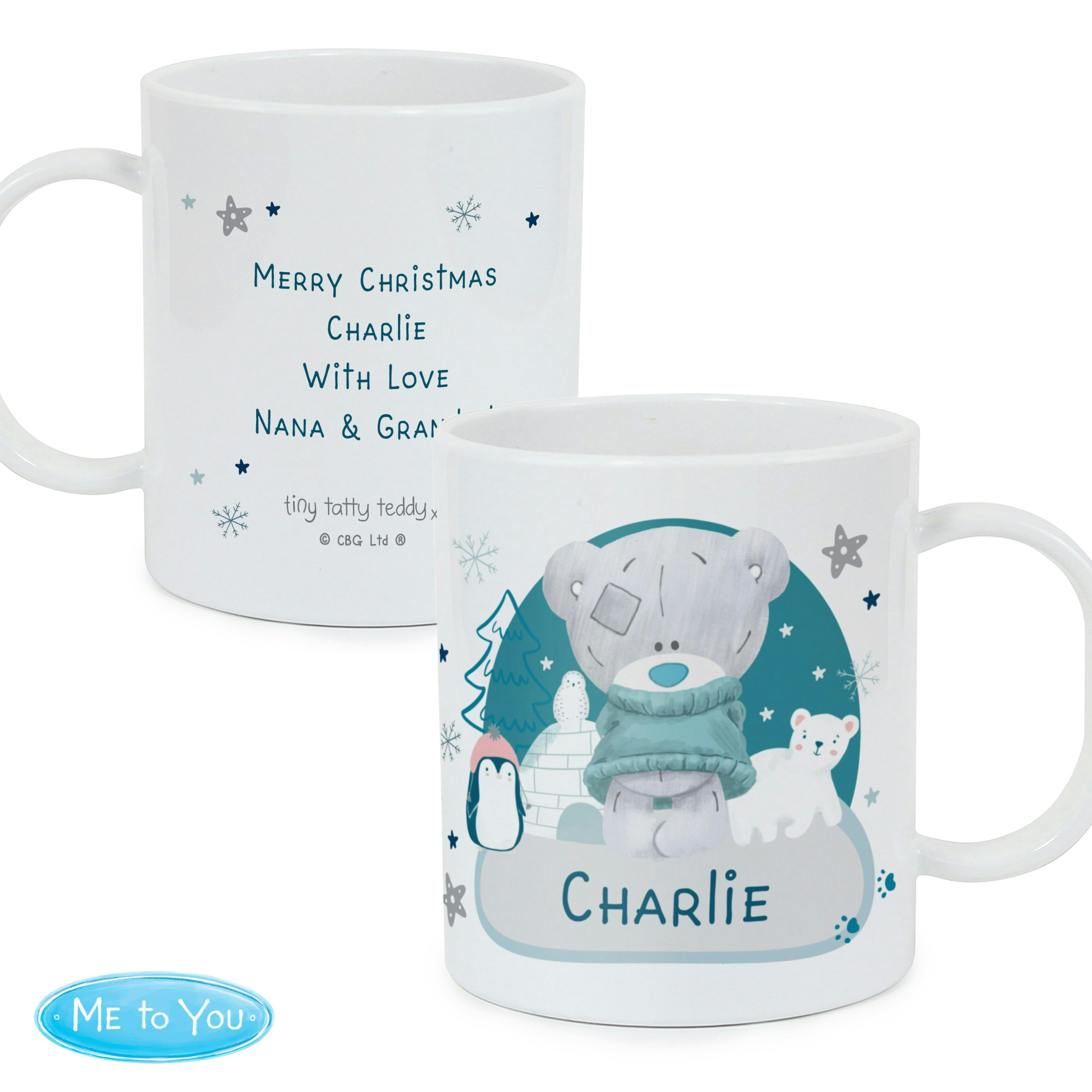 Rackhams Personalised Winter Explorer Tiny Tatty Teddy Plastic Mug