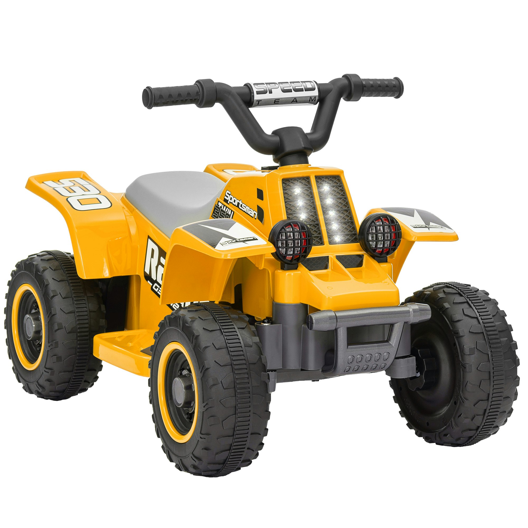 Aiyaplay 6V Electric Quad Bike For Kids W/ Forward Backward, Yellow - Image 4