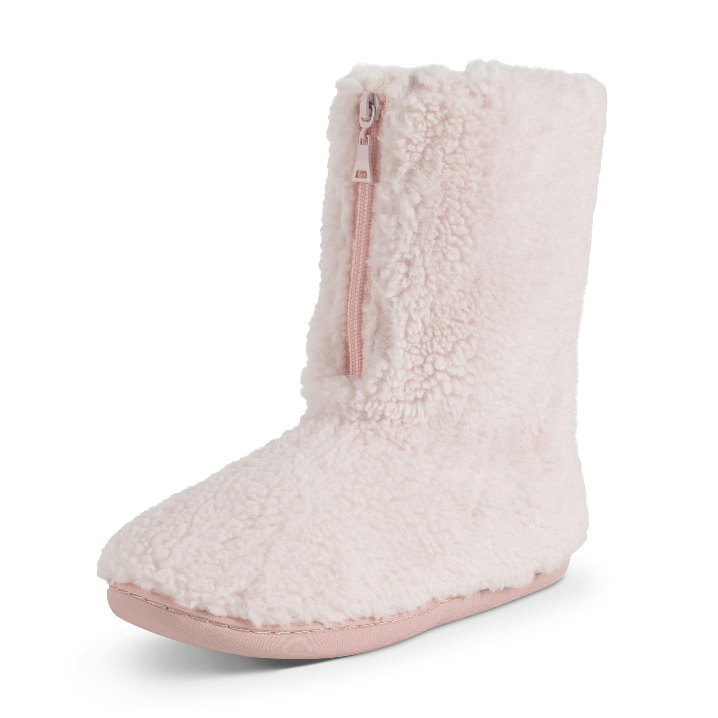 Viva Women's Pink Polar Memory Foam Zipper Faux Fur Cosy Boots - 6 - Shearling