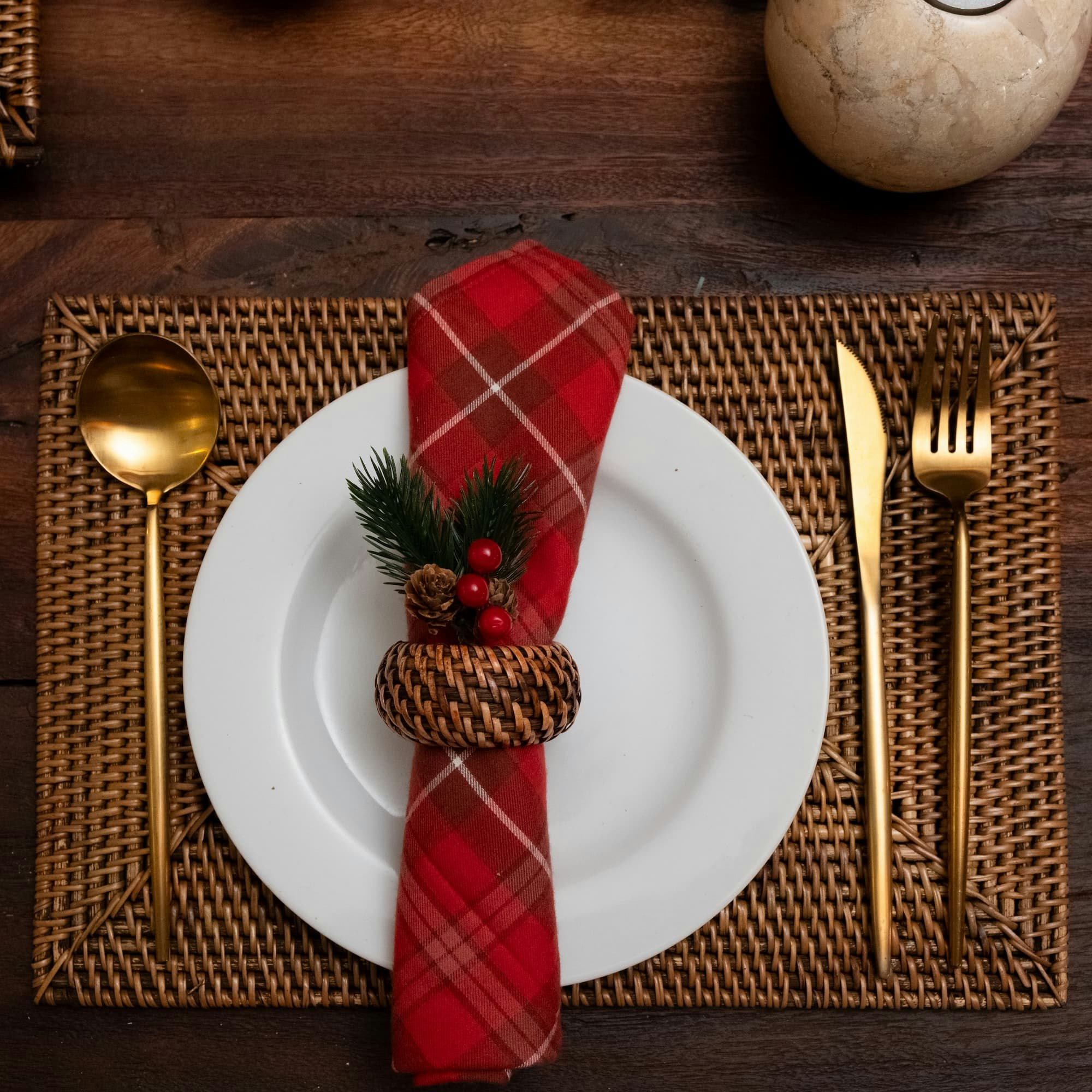 Rackhams Brown Rectangular Rattan Placemat - Honey - 25Cm X 35Cm