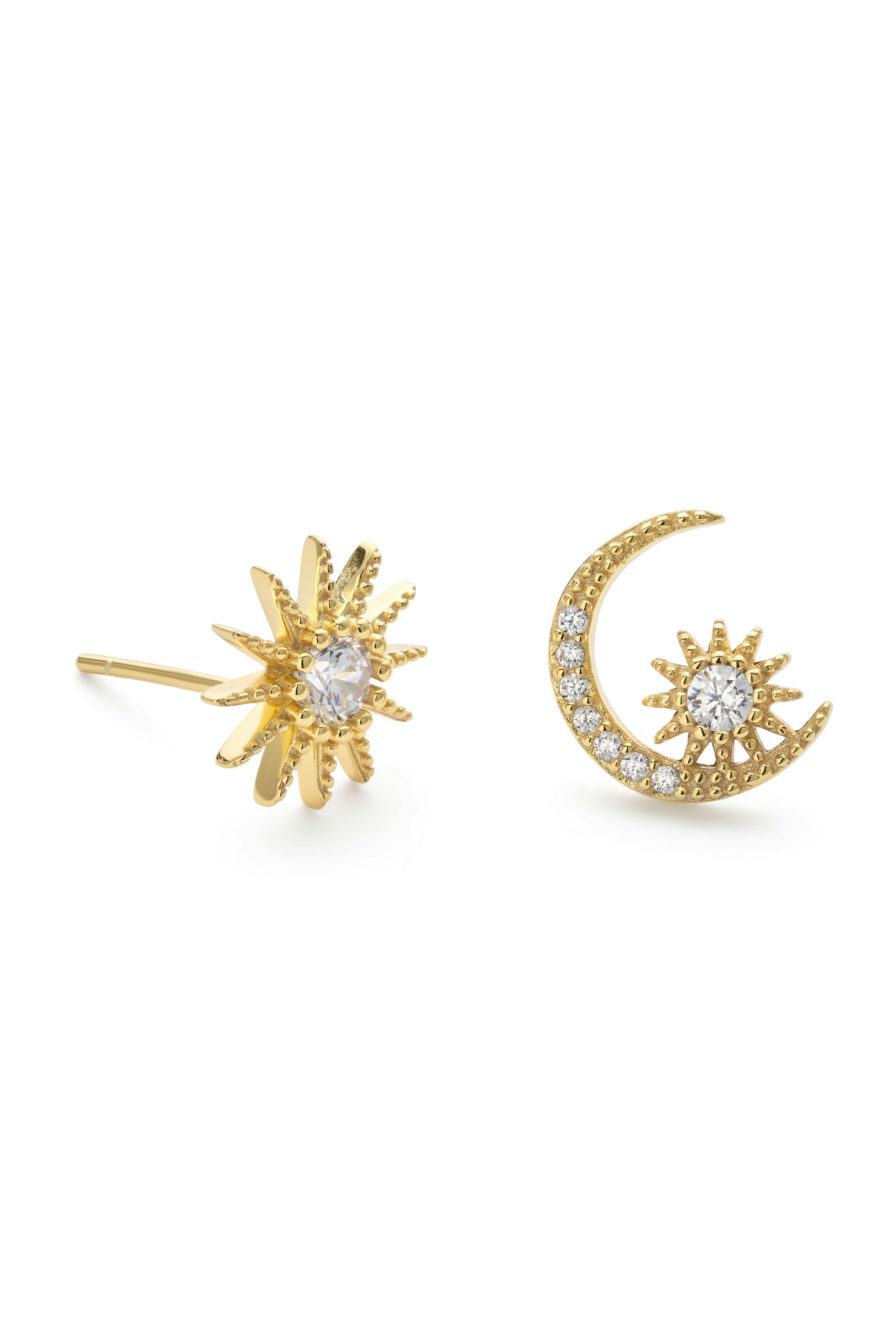 Elk & Bloom Gold 14K Plated Star And Crescent Moon Earrings - No Thank You