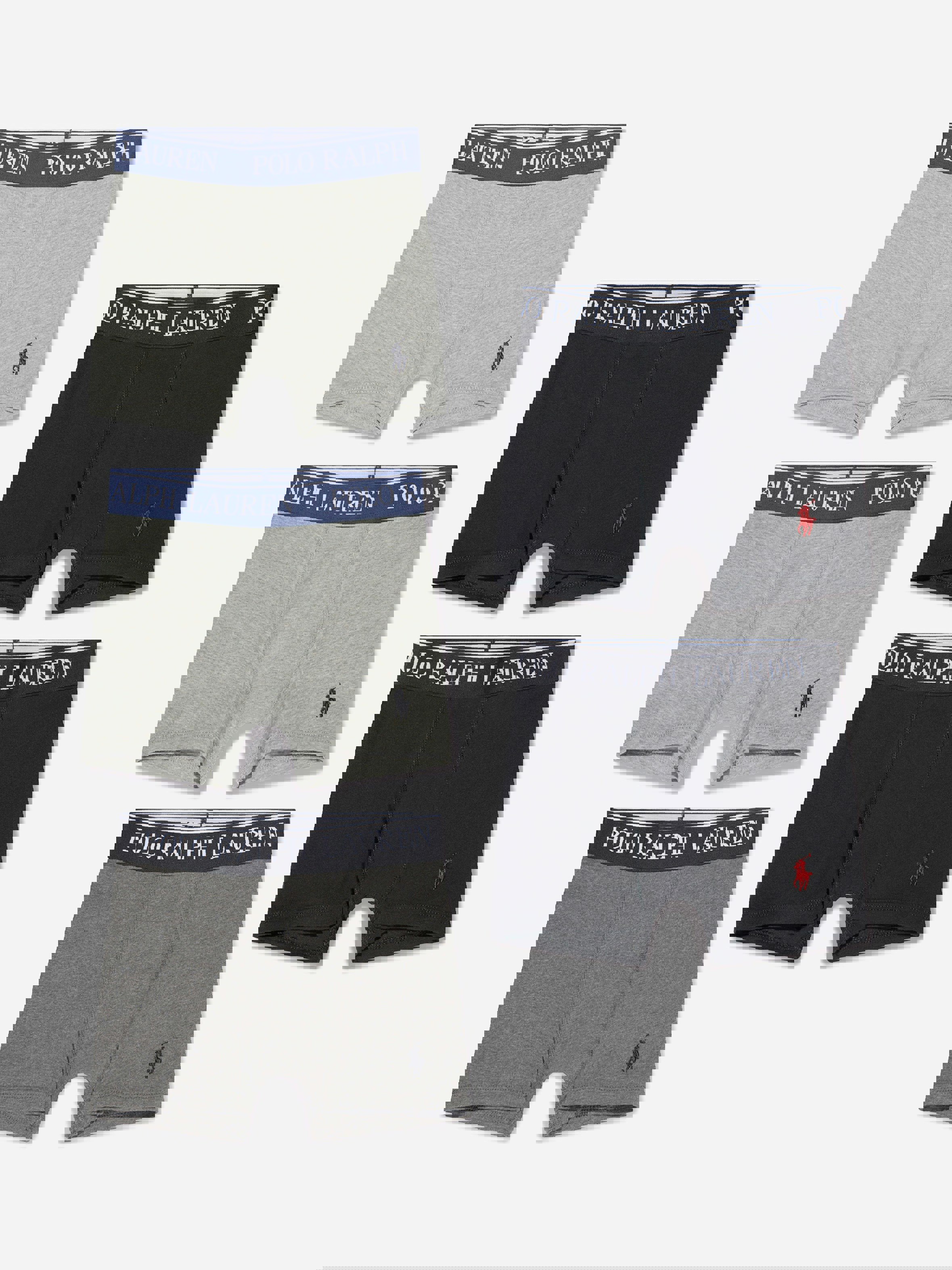 Ralph Lauren Kids Boys Grey Cotton Stretch 5 Pack Boxer Shorts Set In - 18-20 Yrs (Xl)