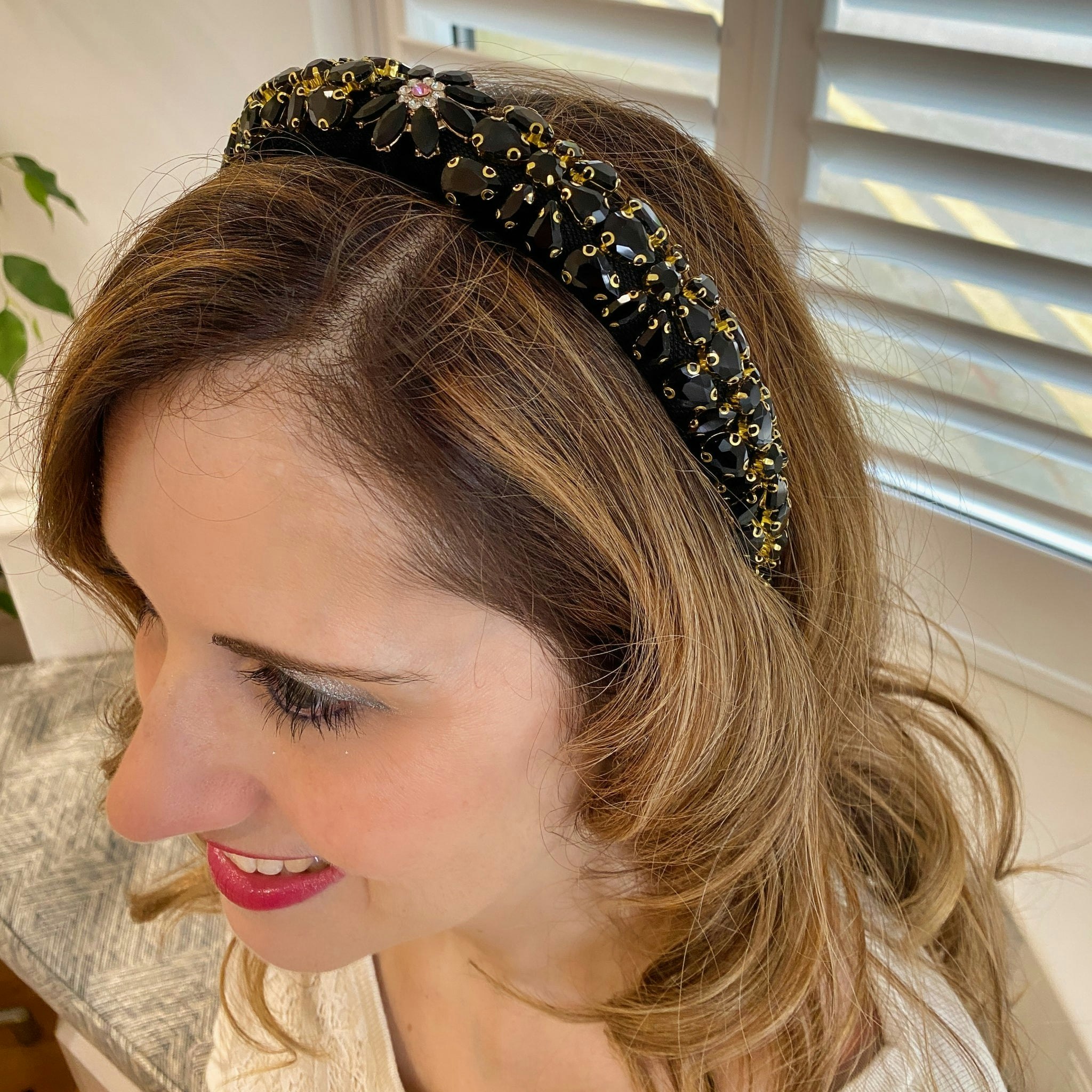 Queenmee Accessories Black Jewelled Headpiece Crystal Headband