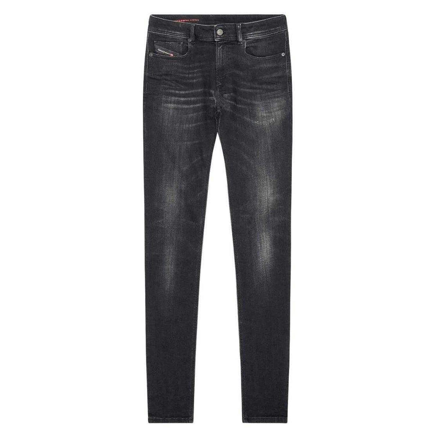 Diesel Men's Black Sleenker Destroyed Denim Reinforced Jeans - 31S - 95% Cotton/3% Polyester/2% Elastane