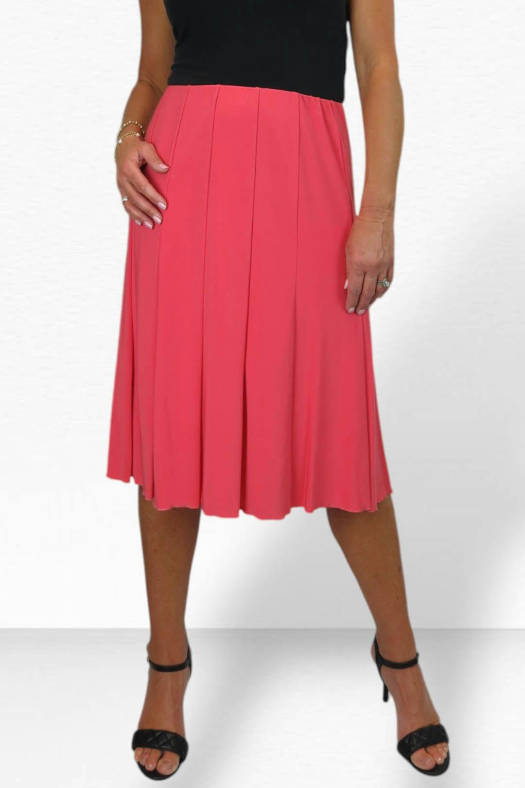 Paulo Due Women's Orange 26" Elasticated Soft Flared Midi Skirt - 20-22