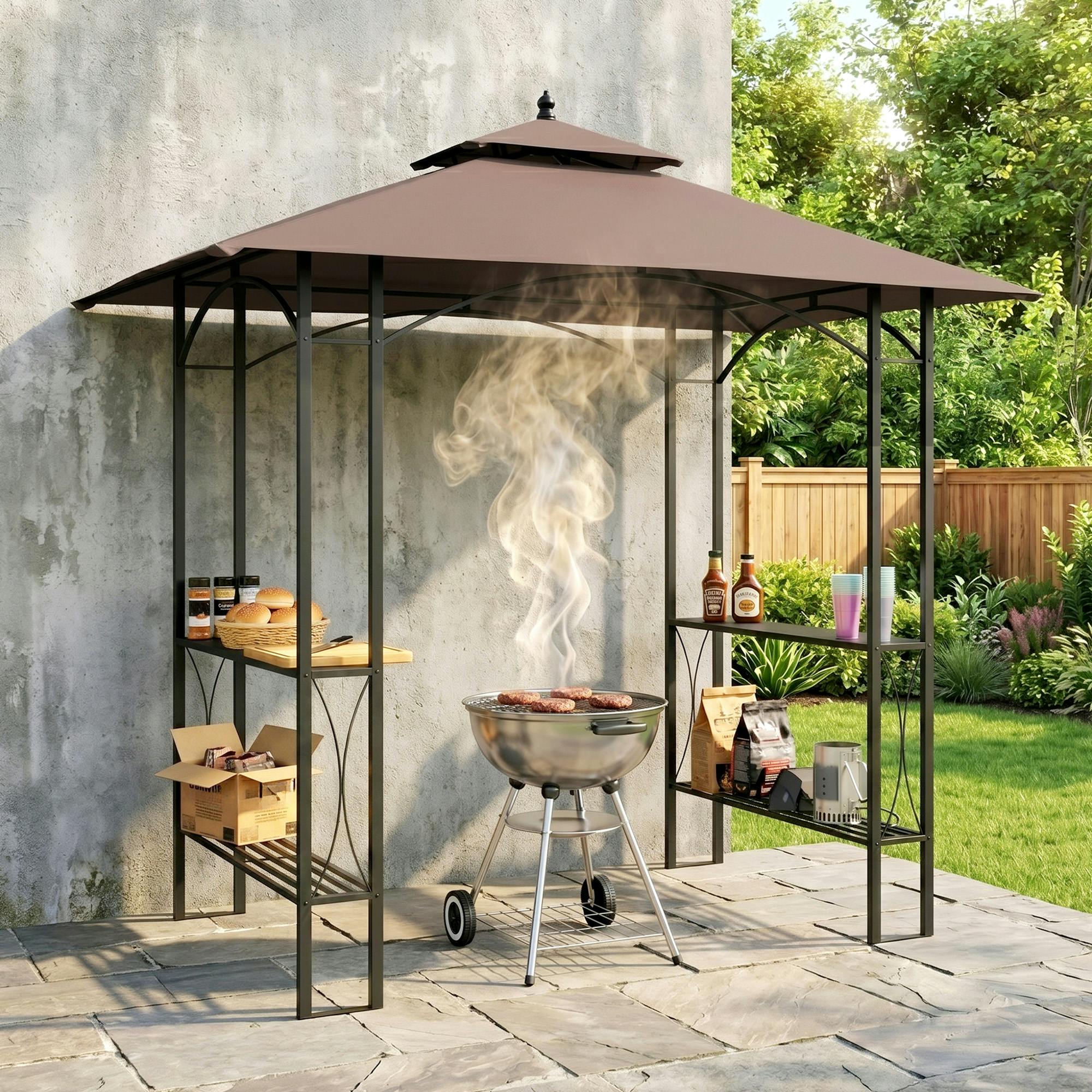 Rackhams 2.5X1.5m Bbq Tent Canopy Patio Outdoor Awning Gazebo Party Sun Shelter