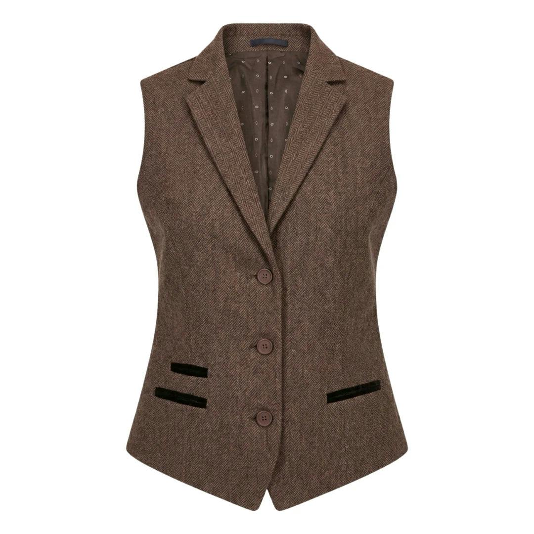 Truclothing Women's Imw-02 - Oak Tweed Herringbone Blazer Waistcoat - Uk 18 - Waistcoat