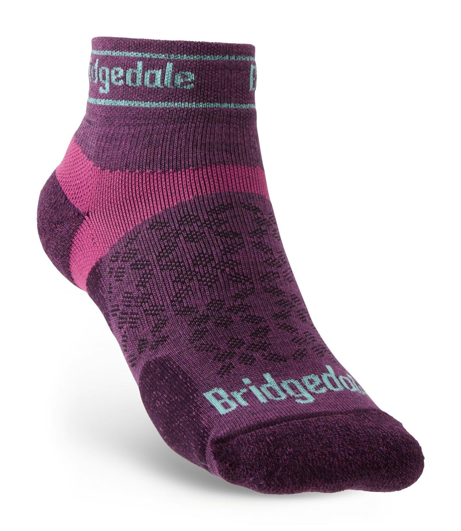 Bridgedale Women's Mauve Socks Ultra-Lightweight T2 Merino Low Run Socks {Br-710204} - Damson - Small