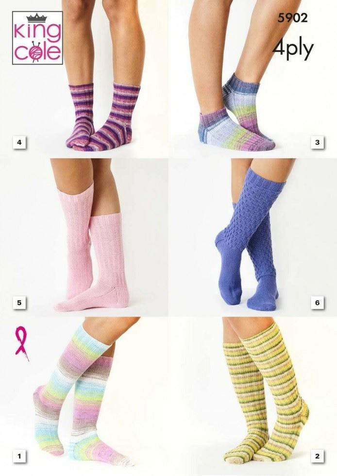 King Cole Women's Summer 4 Ply Knitting Pattern 5902, Socks, Accessories For Small - Large