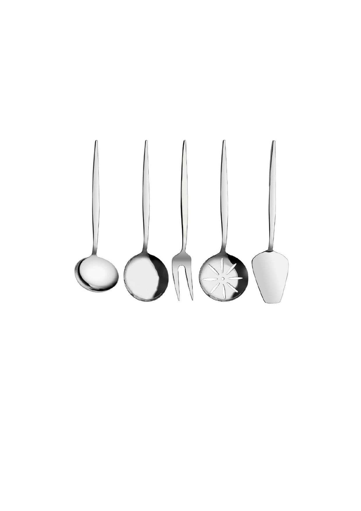 Rozi Silver Asya Collection Mini Serving Utensils, Set Of 5 (Silver)