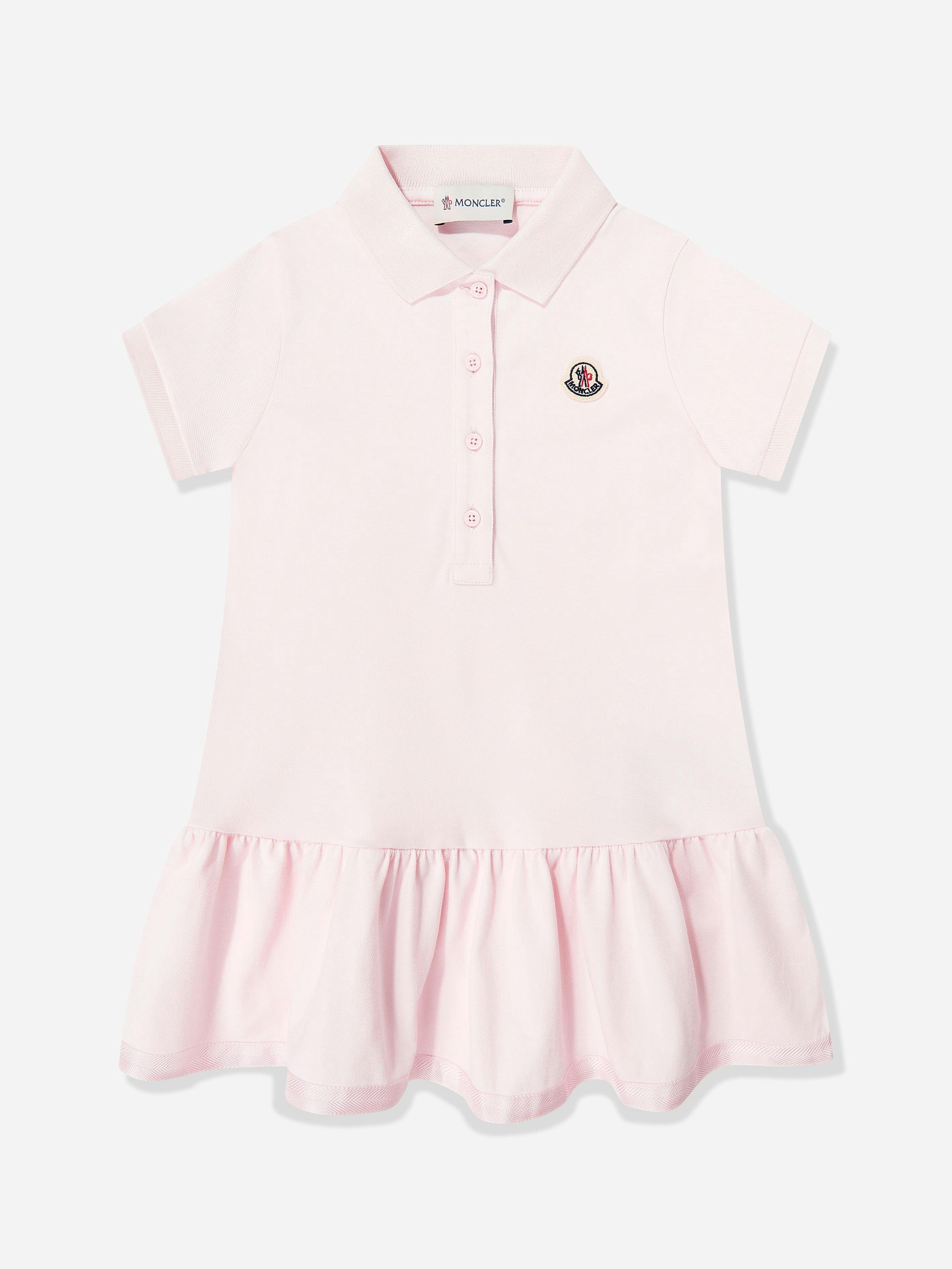 Moncler Enfant Girls Pink Logo Polo Dress In - 12 Yrs