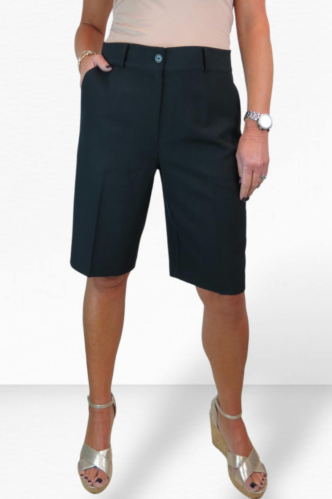 Paulo Due Women's Black Smart Pleated Tailored Shorts - 22