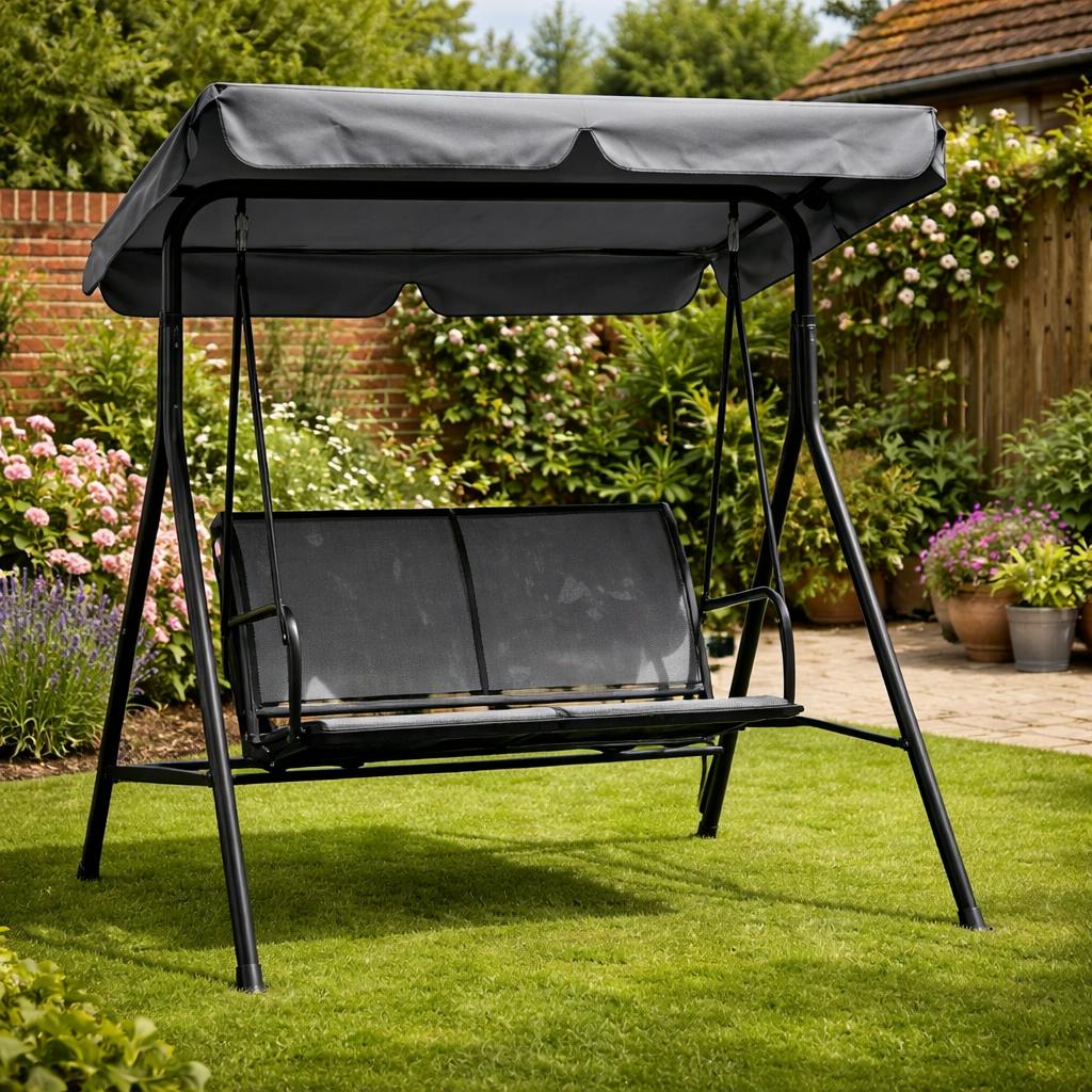 Rackhams Grey Textaline Two Seater Garden Hammock