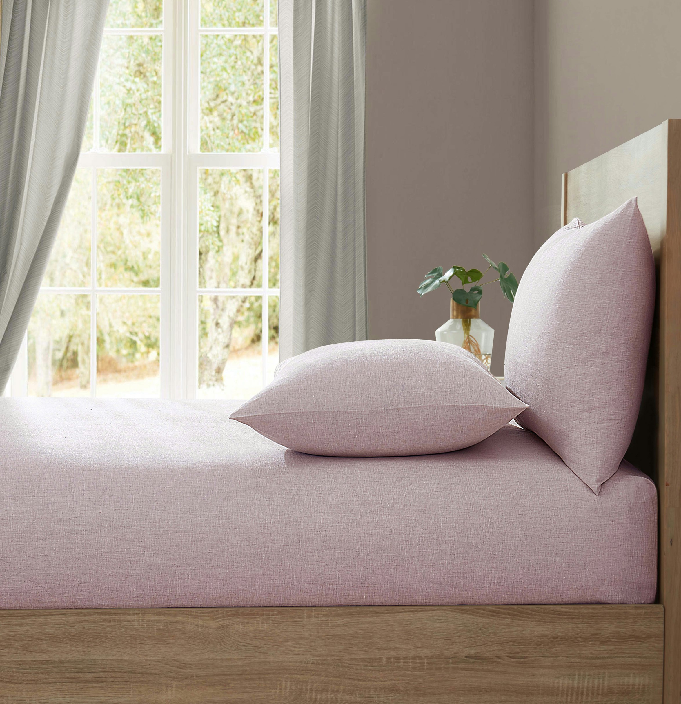 Rackhams Pink 'Pure Washed Linen' Fitted Sheet - King