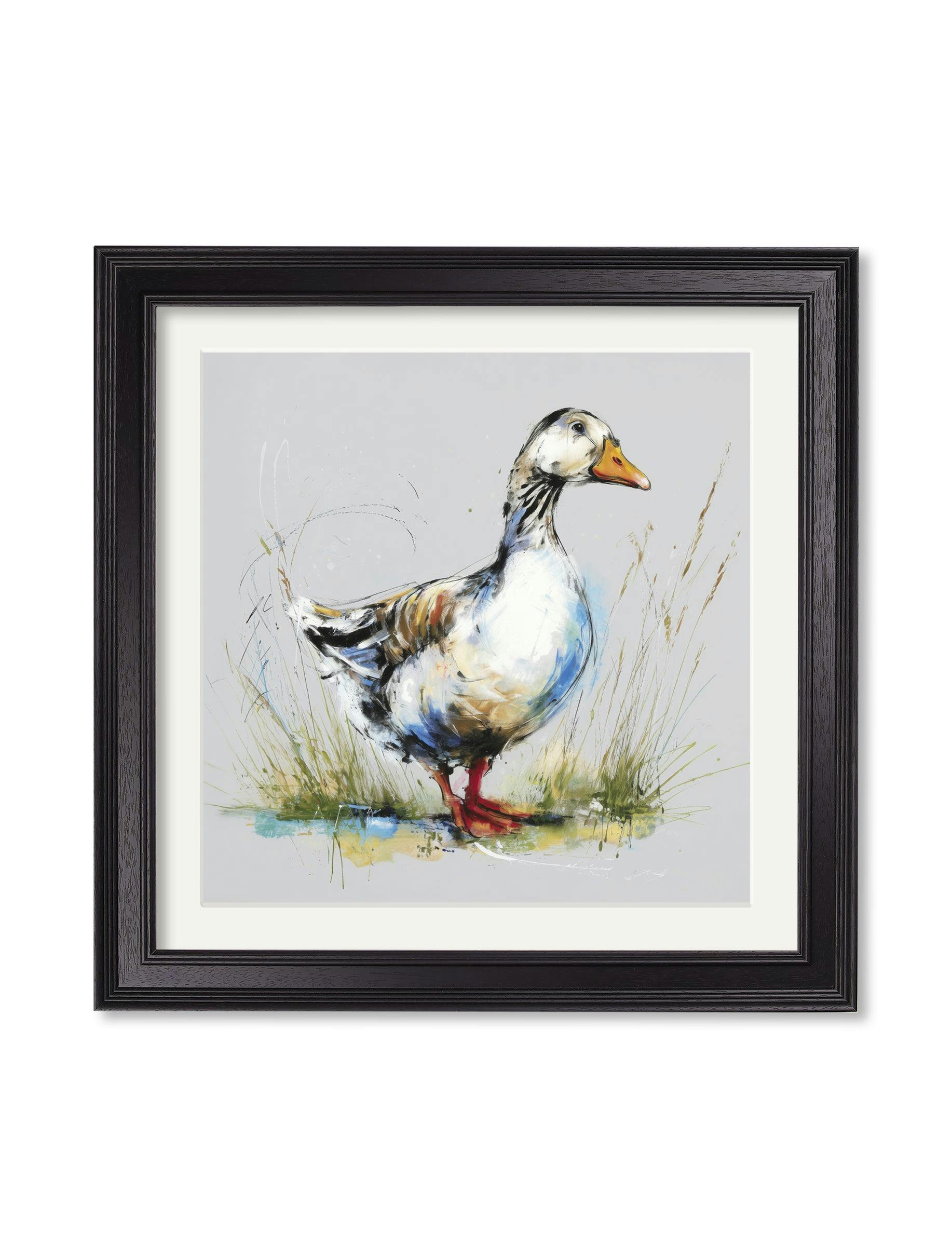 Rackhams White/Black Goose Cosy Sketch - Hurstwood Square Frame - Goose Cosy Sketch - 70 X 70Cm