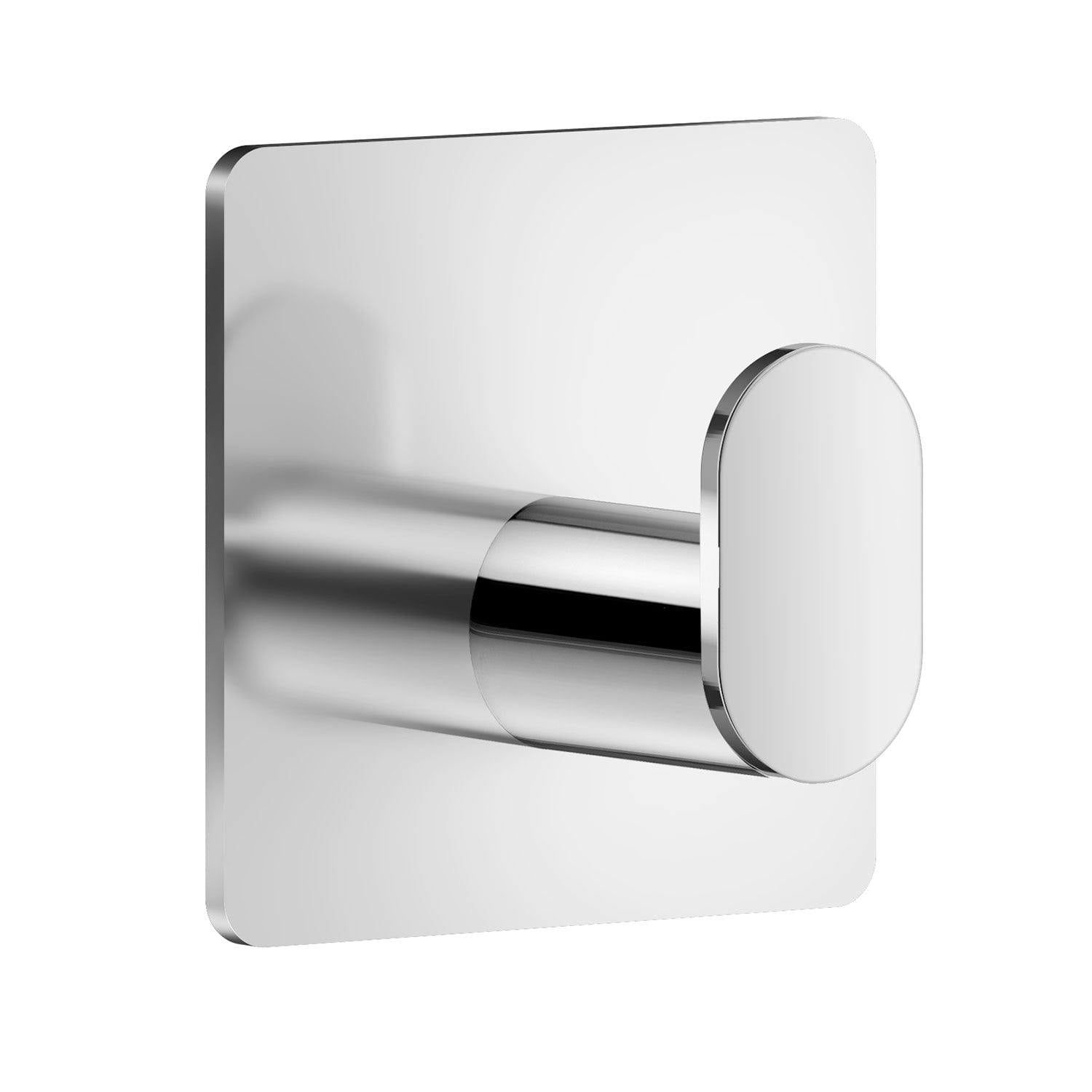 Rackhams Polished Stainless Steel Single Towel Hook (48 X 48Mm) Self Adhesive Bathroom Wall Mounted