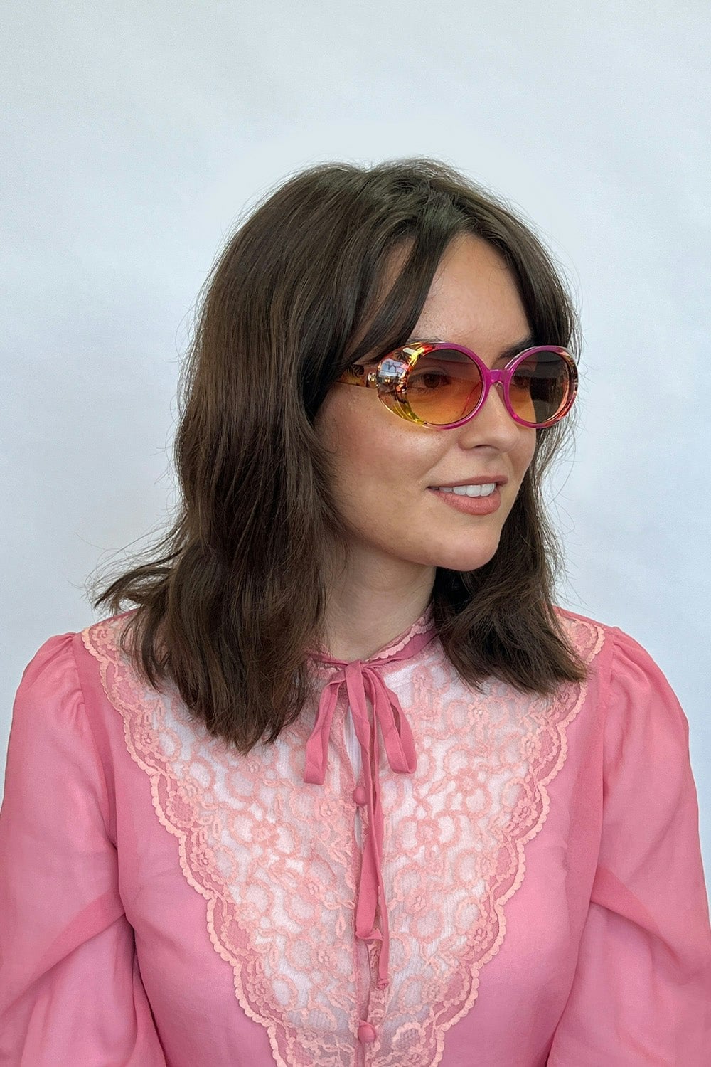 Svnx Pink Floral Oval Sunglasses - One Size