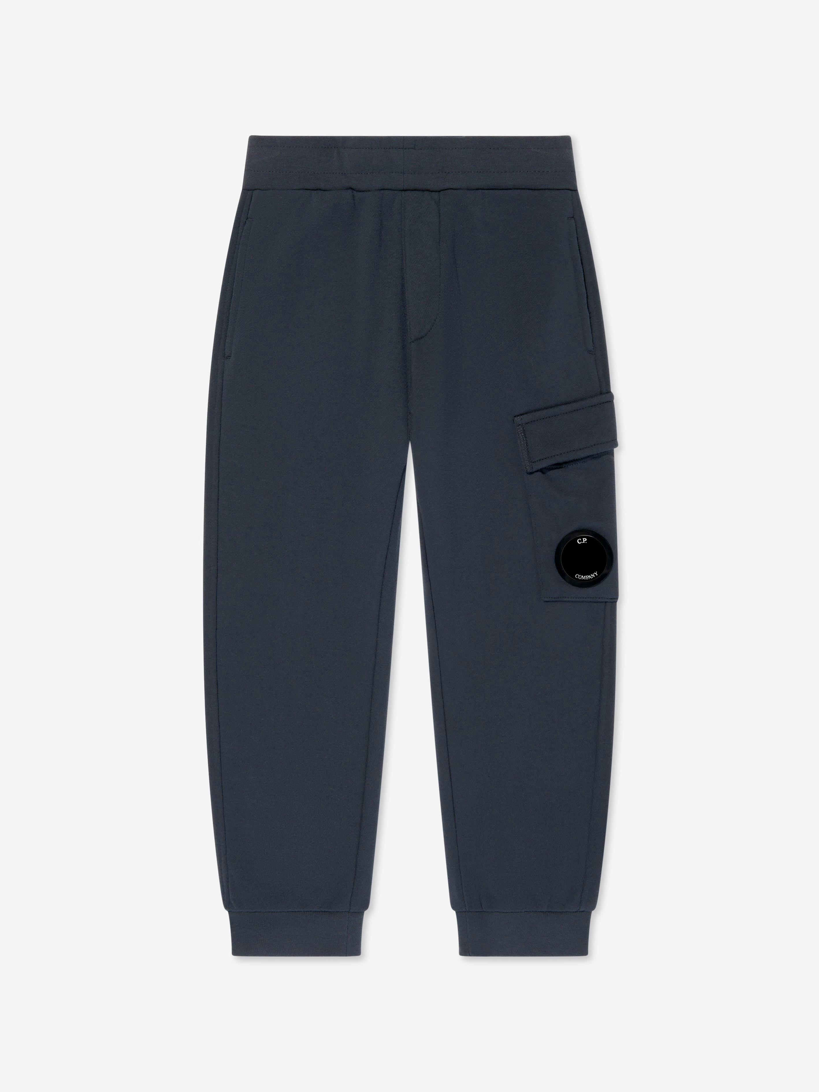 C.p. Company Boys Blue Cargo Lens Joggers In Navy - 8 Yrs