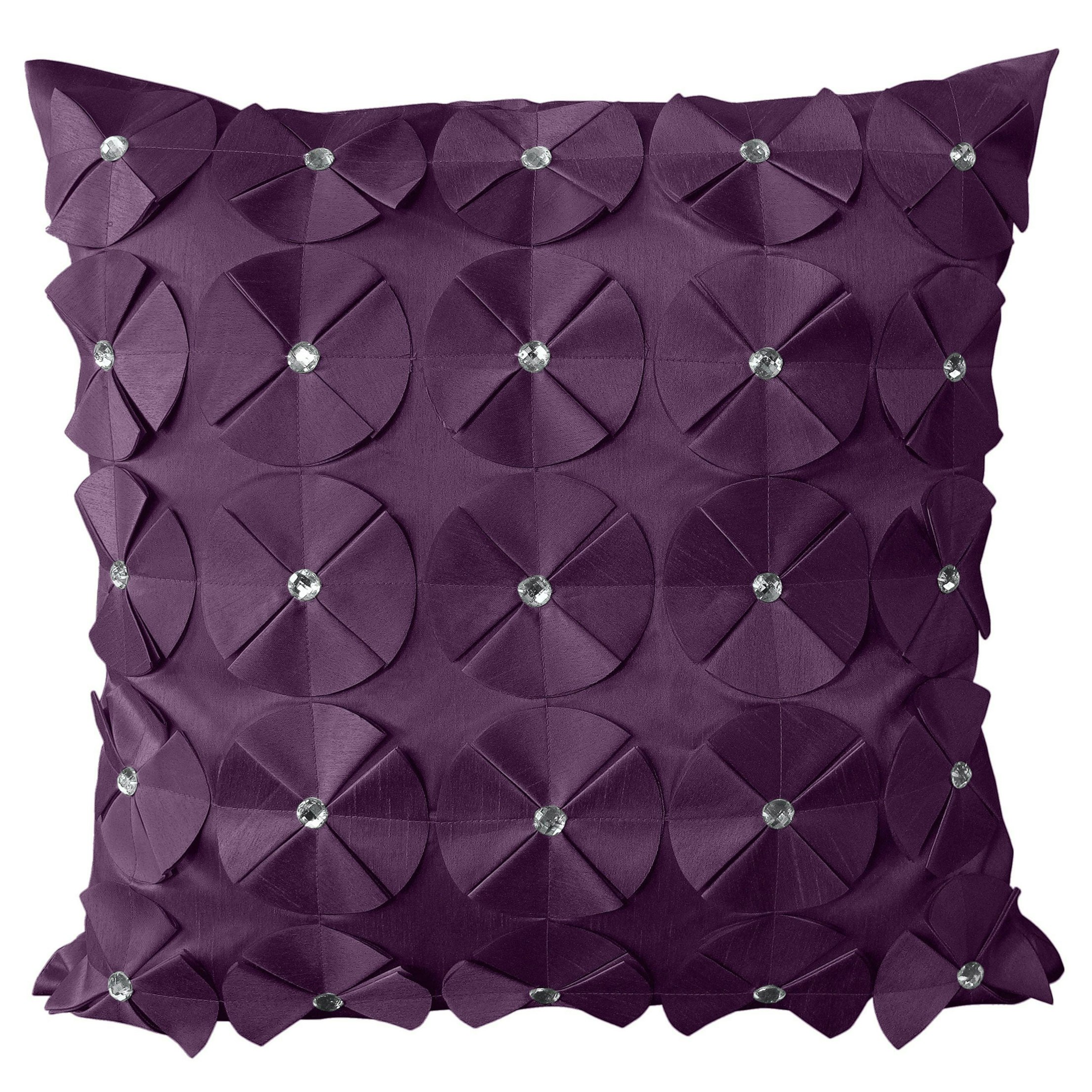 Intimates 3D Petal Detail With Gem Stud Detail Cushion - 43Cm X 43Cm - Aubergine