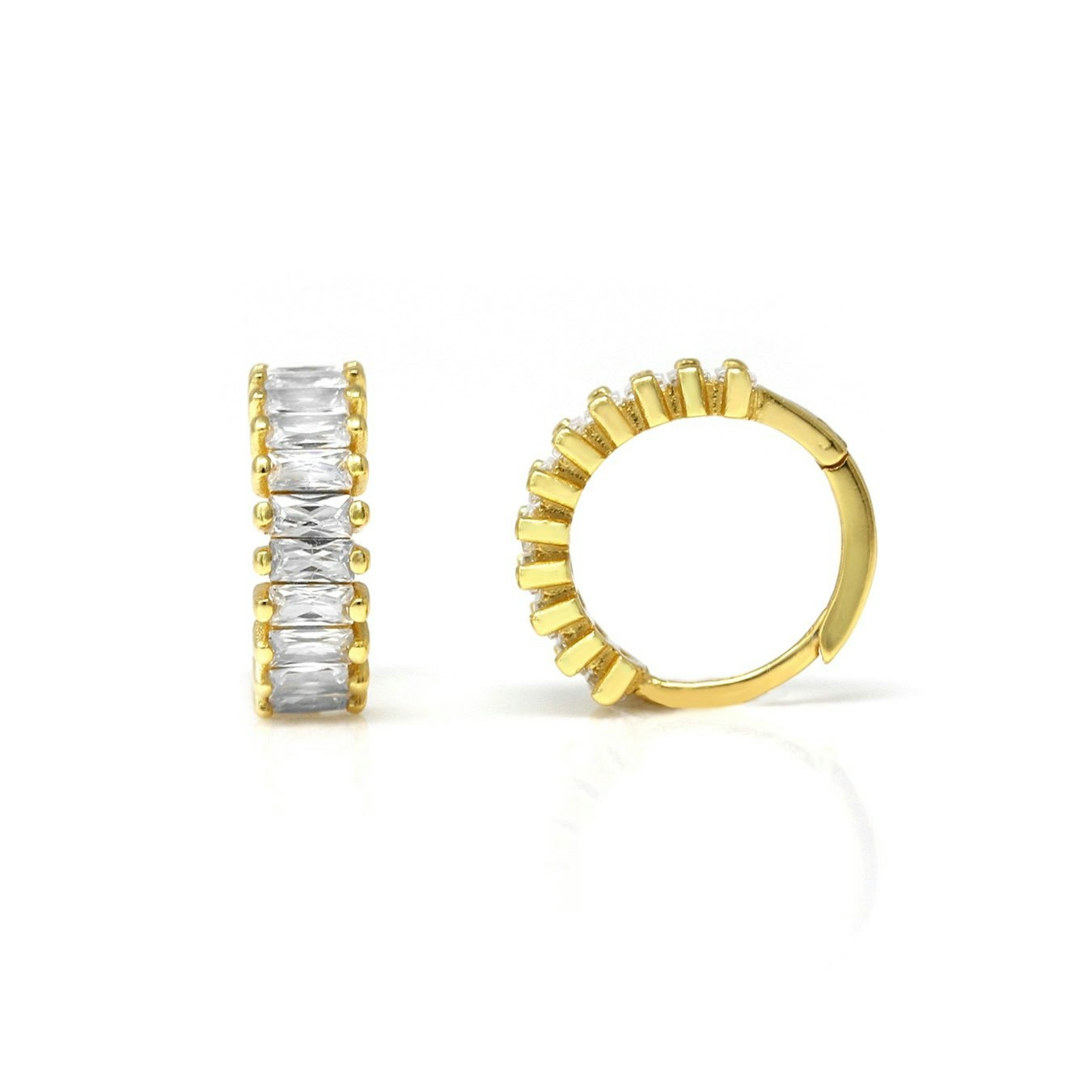 Say It With Baguette Hug Earrings - Gold - Image 2