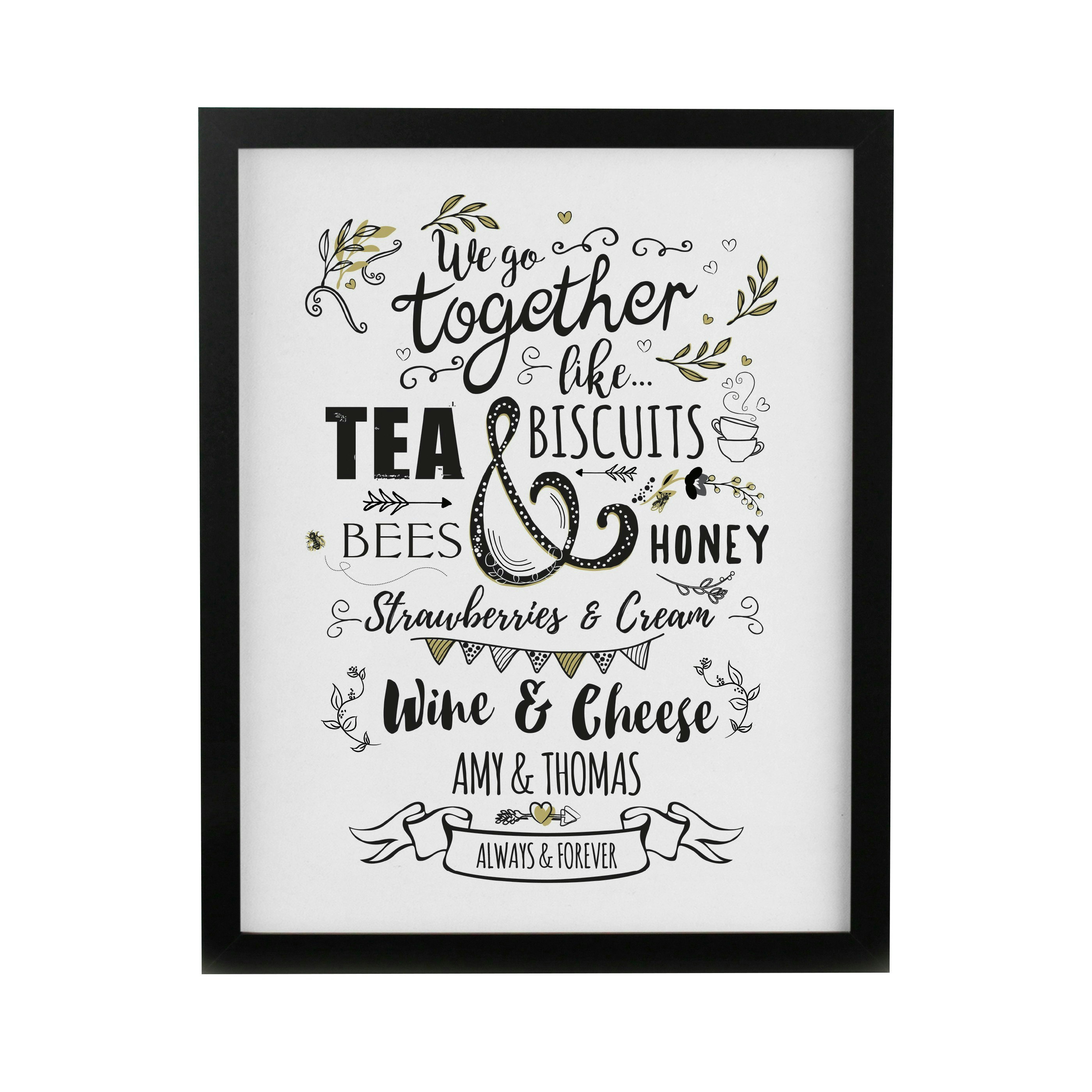 Personalised Memento Company Black Personalised We Go Together Poster Frame
