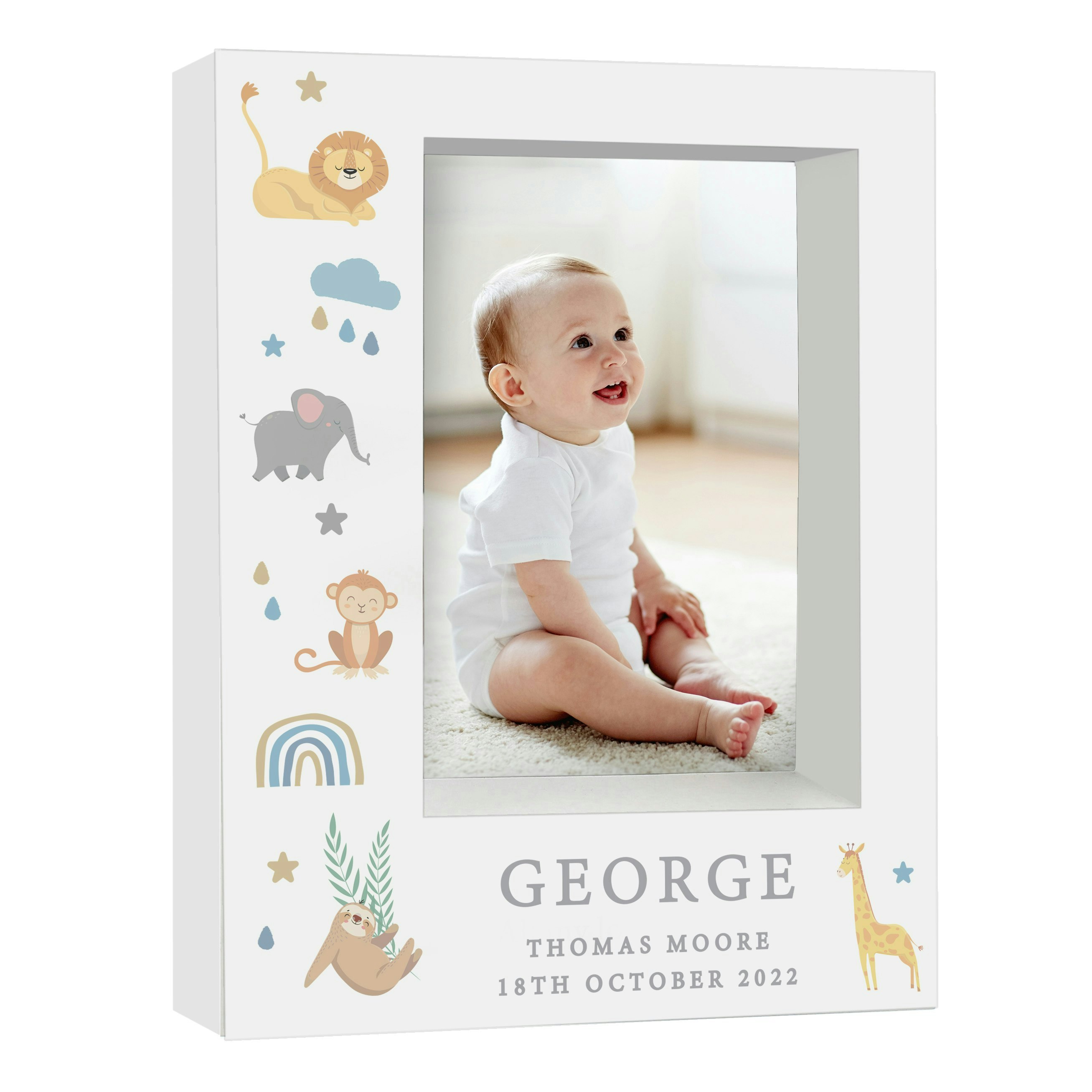 Rackhams Personalised Safari Animals 5X7 Box Photo Frame