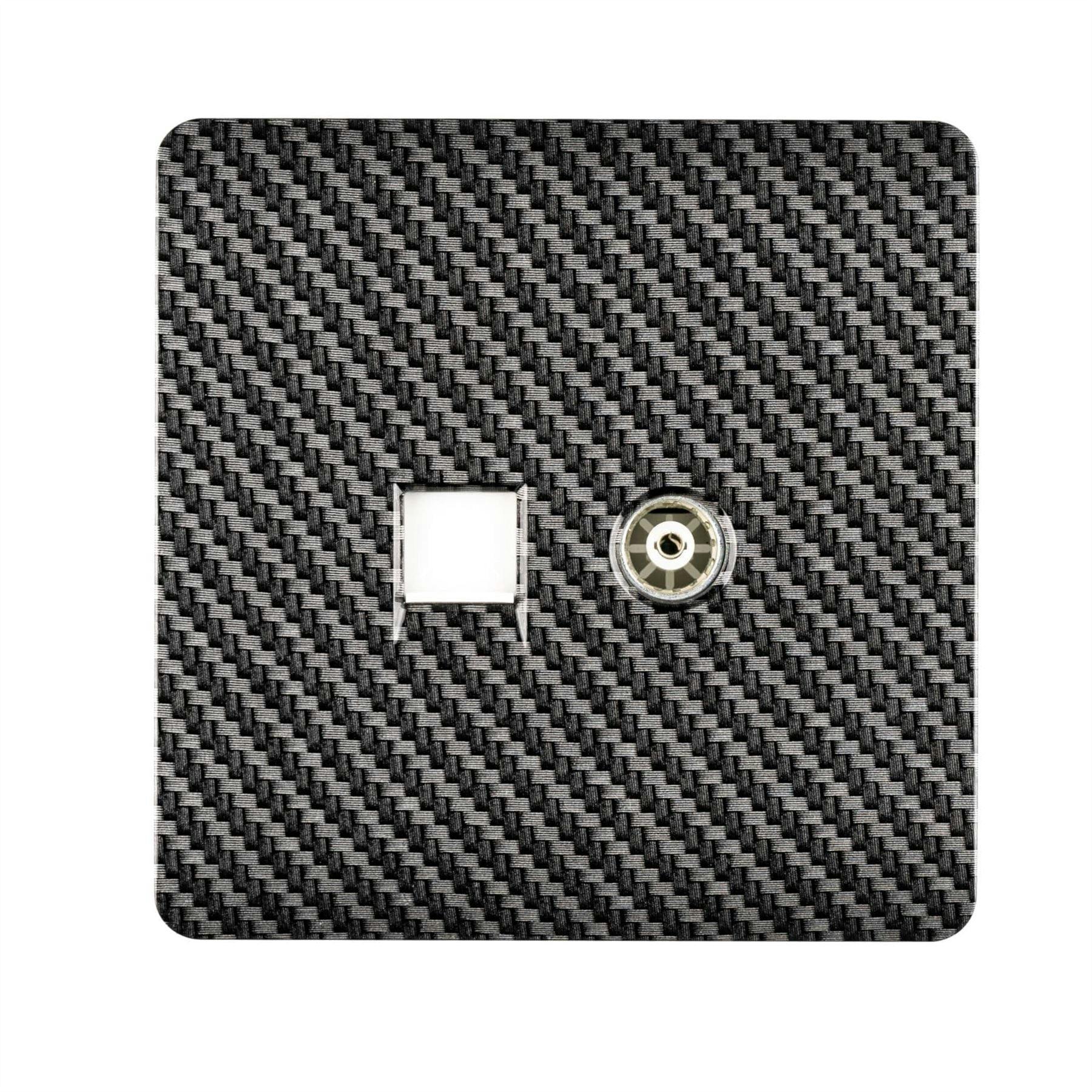 Trendi Switch Trendi Artistic Modern Glossy Tactile Tv Co-Axial Socket + Telephone Socket Carbon Fibre - Image 4