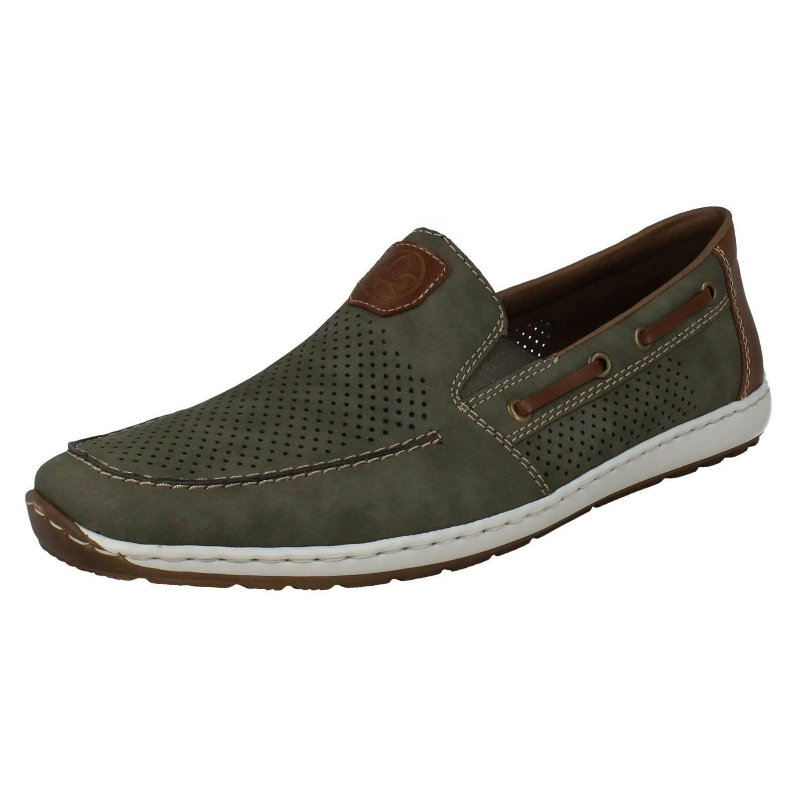 Rieker Men's Green Cut Out Detailed Summer Slip On Shoes 08866 - Uk 9.5