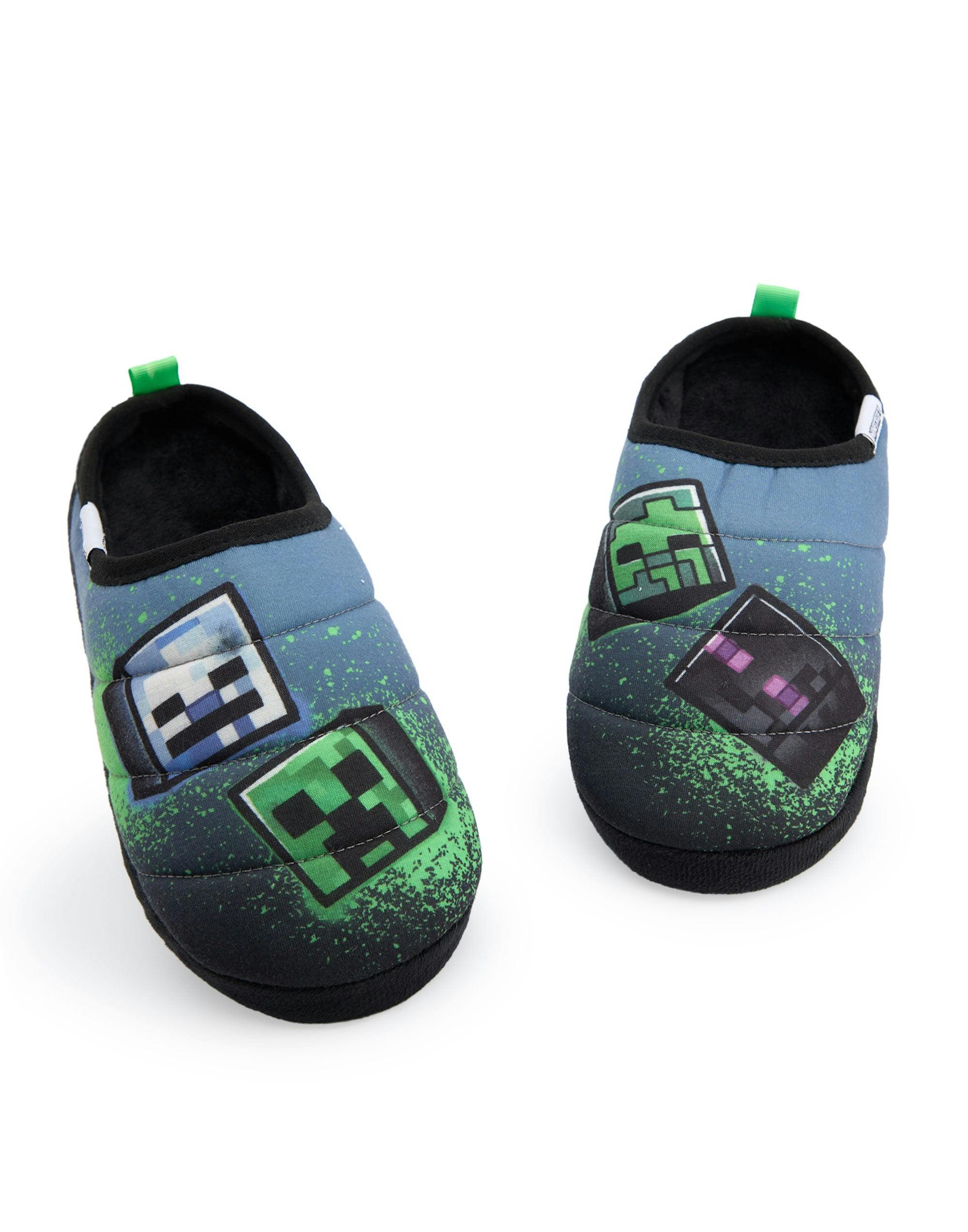 Vanilla Underground Boys Minecraft Multicoloured Grafitti Slip On Loafer Slippers - 5 Uk Child