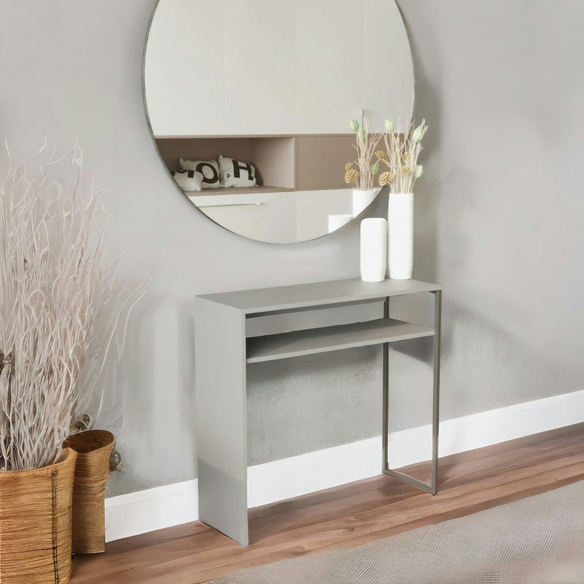 Rackhams Grey 2 Tier Hallway Console Table With Steel Frame