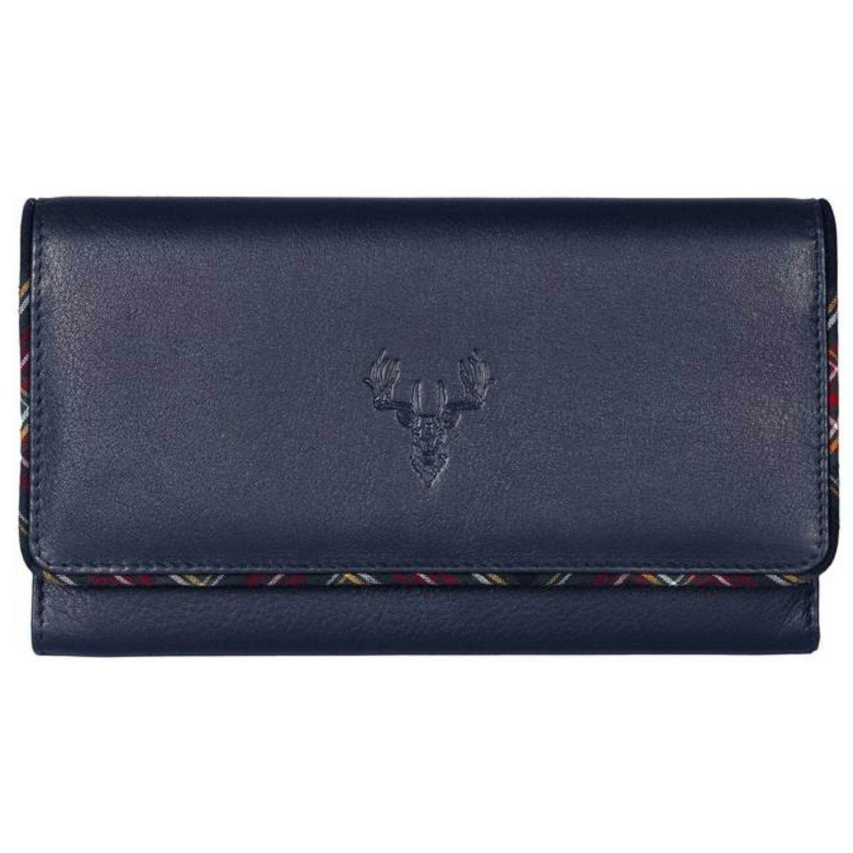 Mala Leather Women's Braemar Tartan Stag Rfid Leather Purse - Navy
