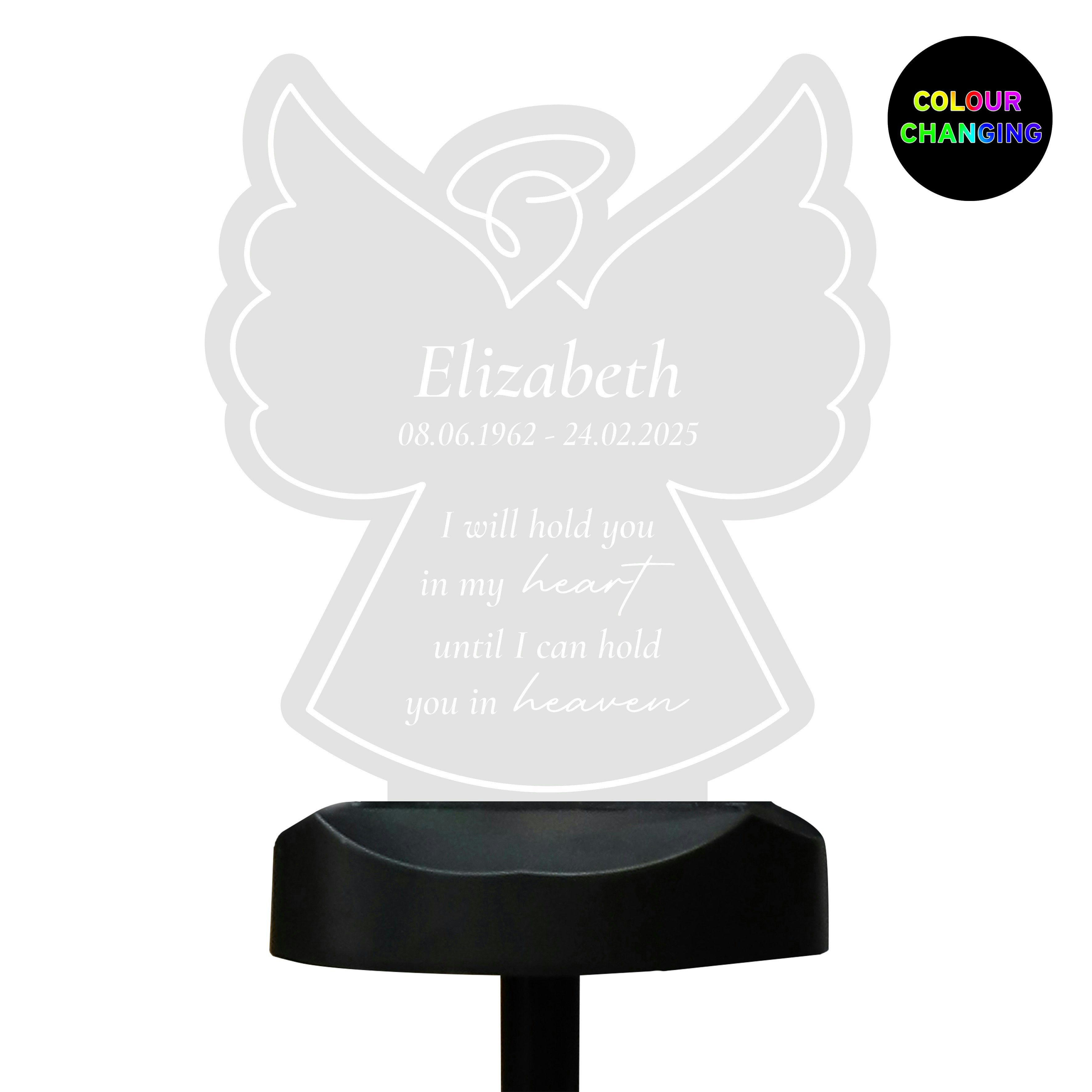 Rackhams Light Personalised Angel Memorial Outdoor Solar