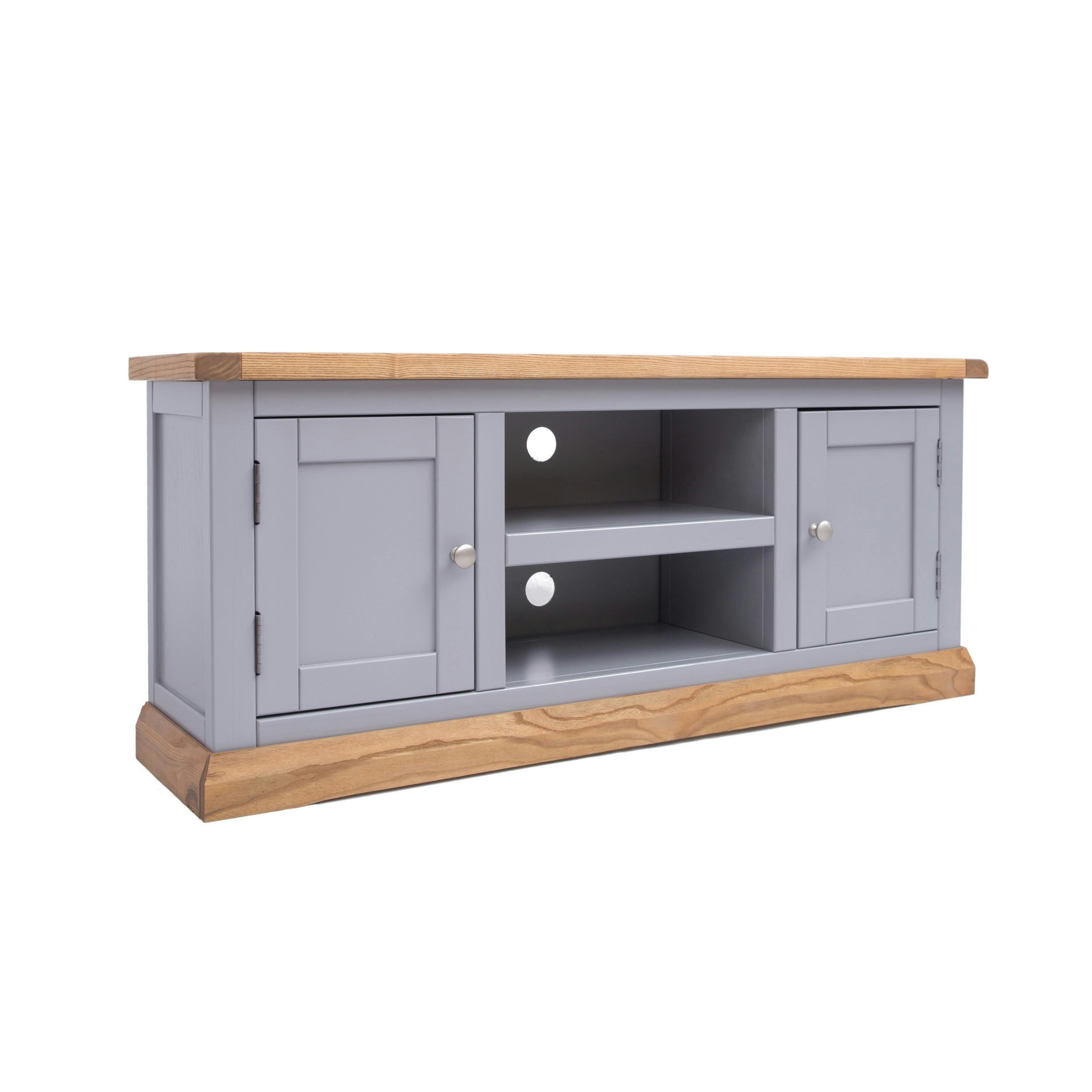Rackhams Grey Biccari 2 Door Tv Cabinet Chrome Knob
