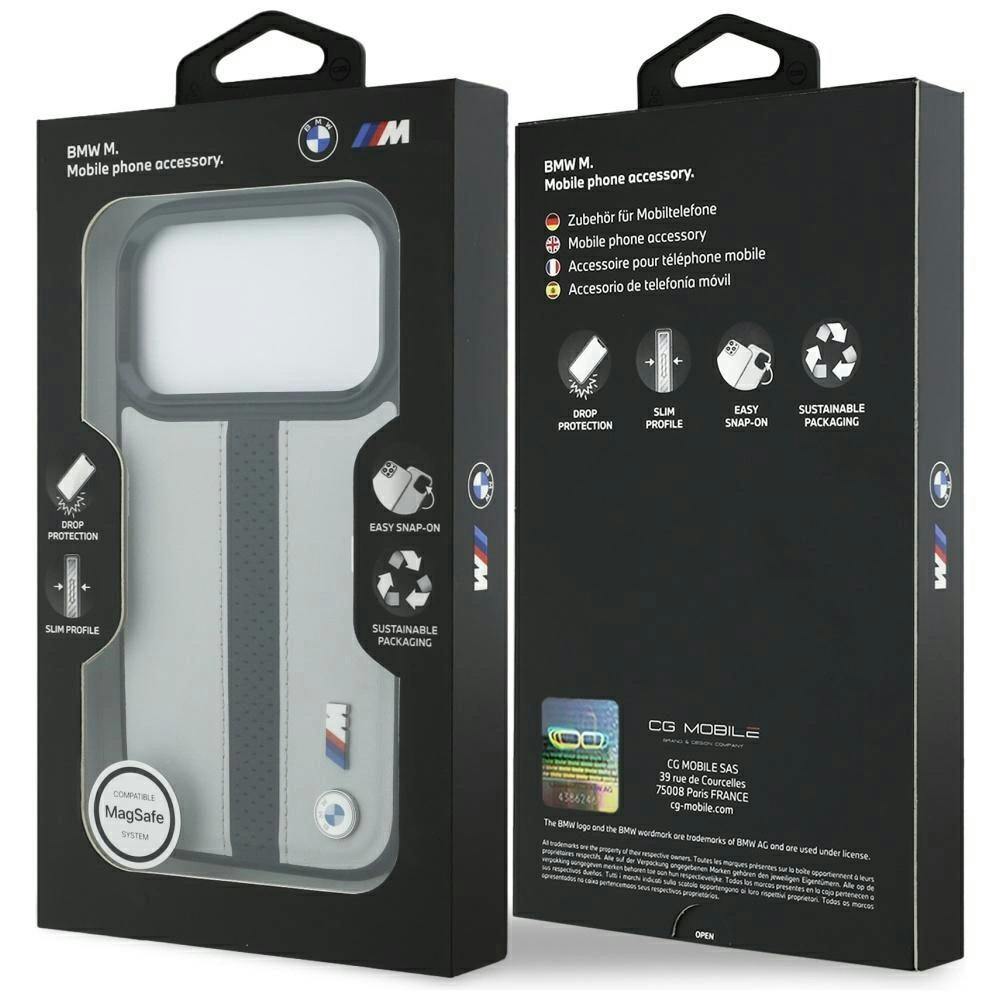Bmw Grey M Perforated Stripe Logo Case With Magsafe For Iphone 17 Pro 6.3" - Bmhmp17l25pcpsgk