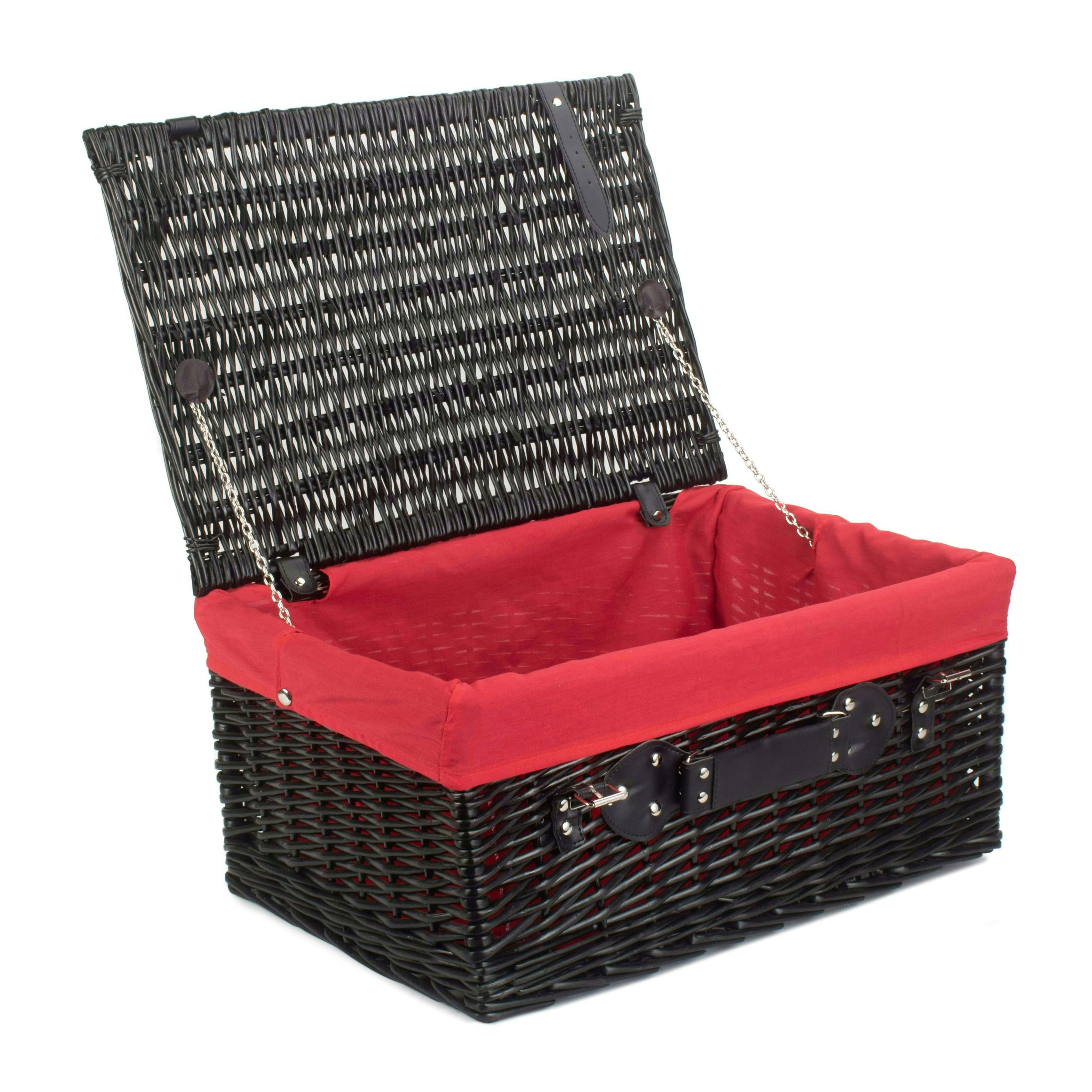 Red Hamper Red/Black Hamper 51Cm Empty Willow Picnic Basket With Cotton Lining - Lining