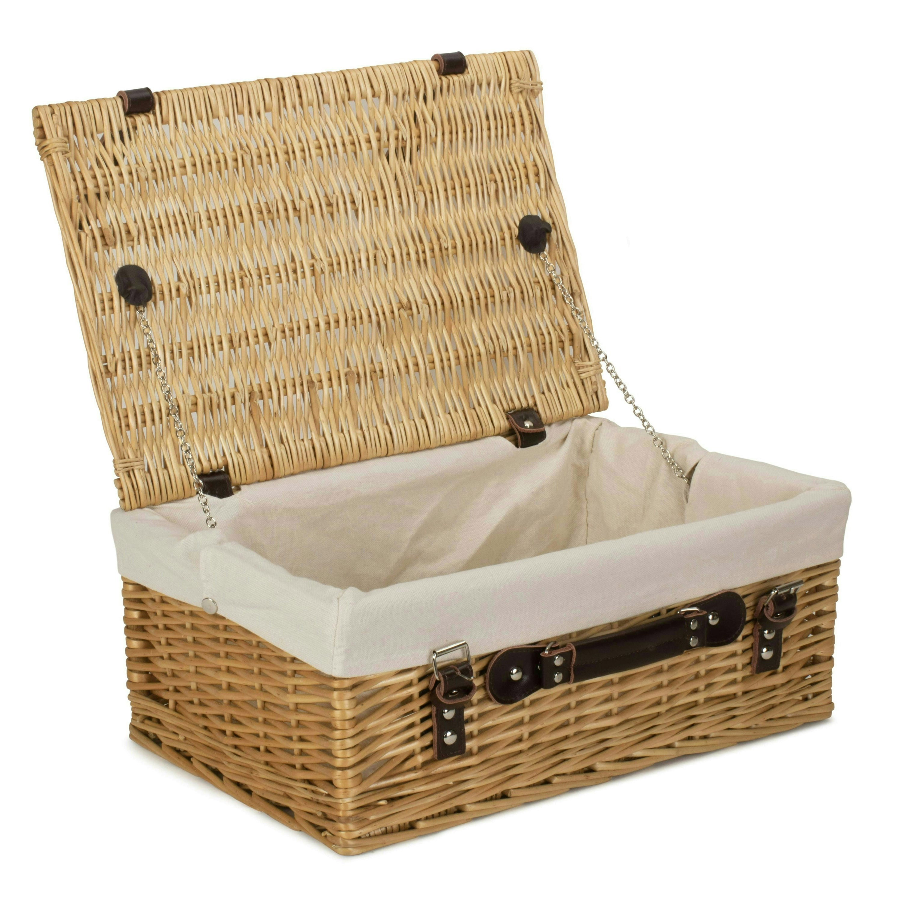 Rackhams White 46Cm Buff Willow Wicker Picnic Basket